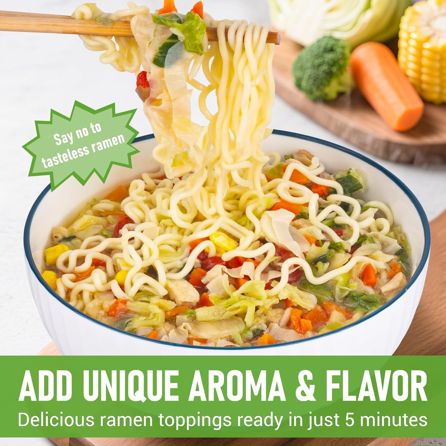 8 Natural Dried Ramen Toppings with Mixed Vegetables for Ramen Noodles and Salad Toppings Gluten Free Resealable Bulk Bag14oz - Image 3