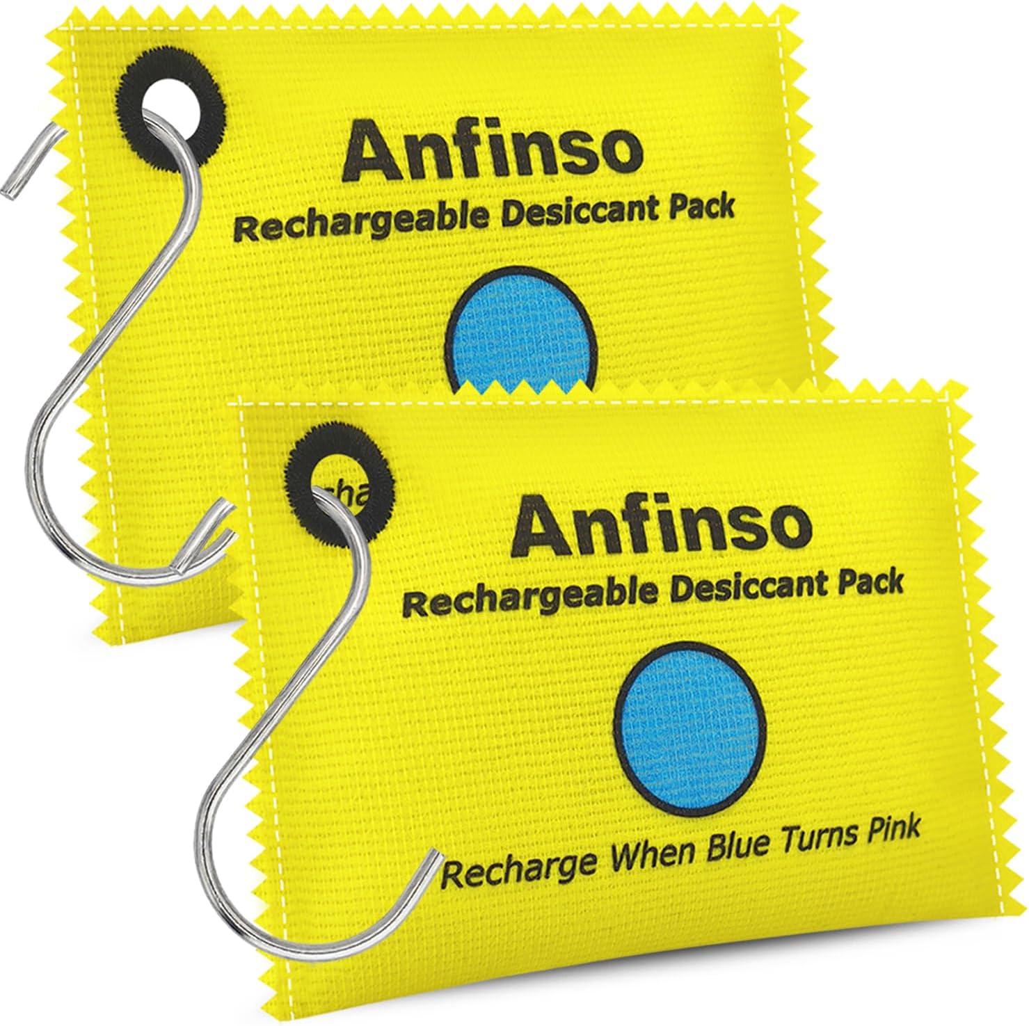 100g Rechargeable Desiccant 2 Pack for Storage Bins, Gun Safes, Totes, Cars, Closet - Hanging Dehumidifier Bags - Reusable Moisture Absorber