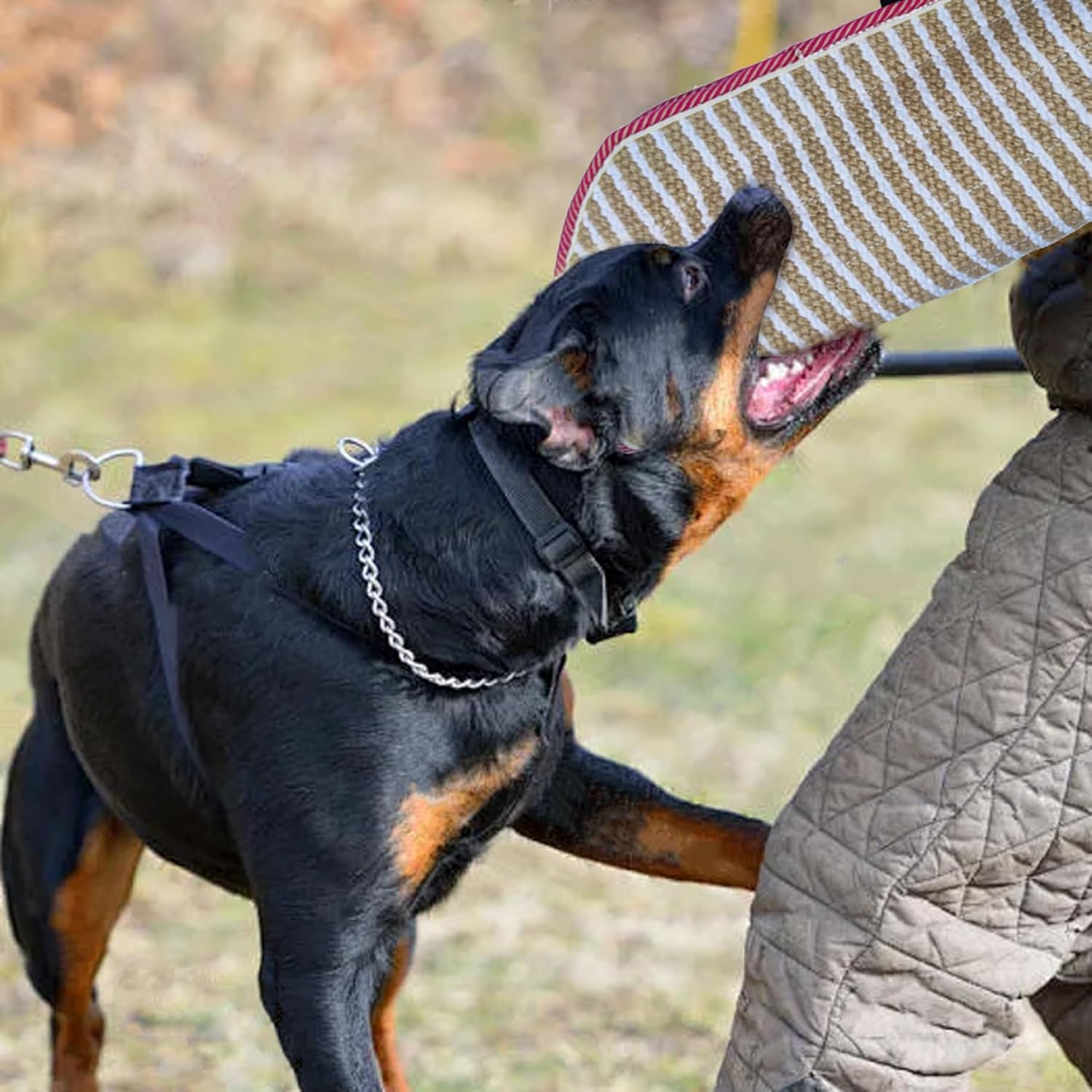 Dog Bite Sleeve 12x24in Bite Sleeve -Resistant Jute Dog Training with Auxiliary Handle Professional Interactive Training Equipment, with Random Color Edging ..