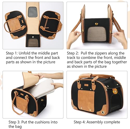 Miniatura 8 de PetsHome Bolsa transportadora para perros, transportador de mascotas, bolsa transportadora de viaje portátil plegable impermeable de nylon premium