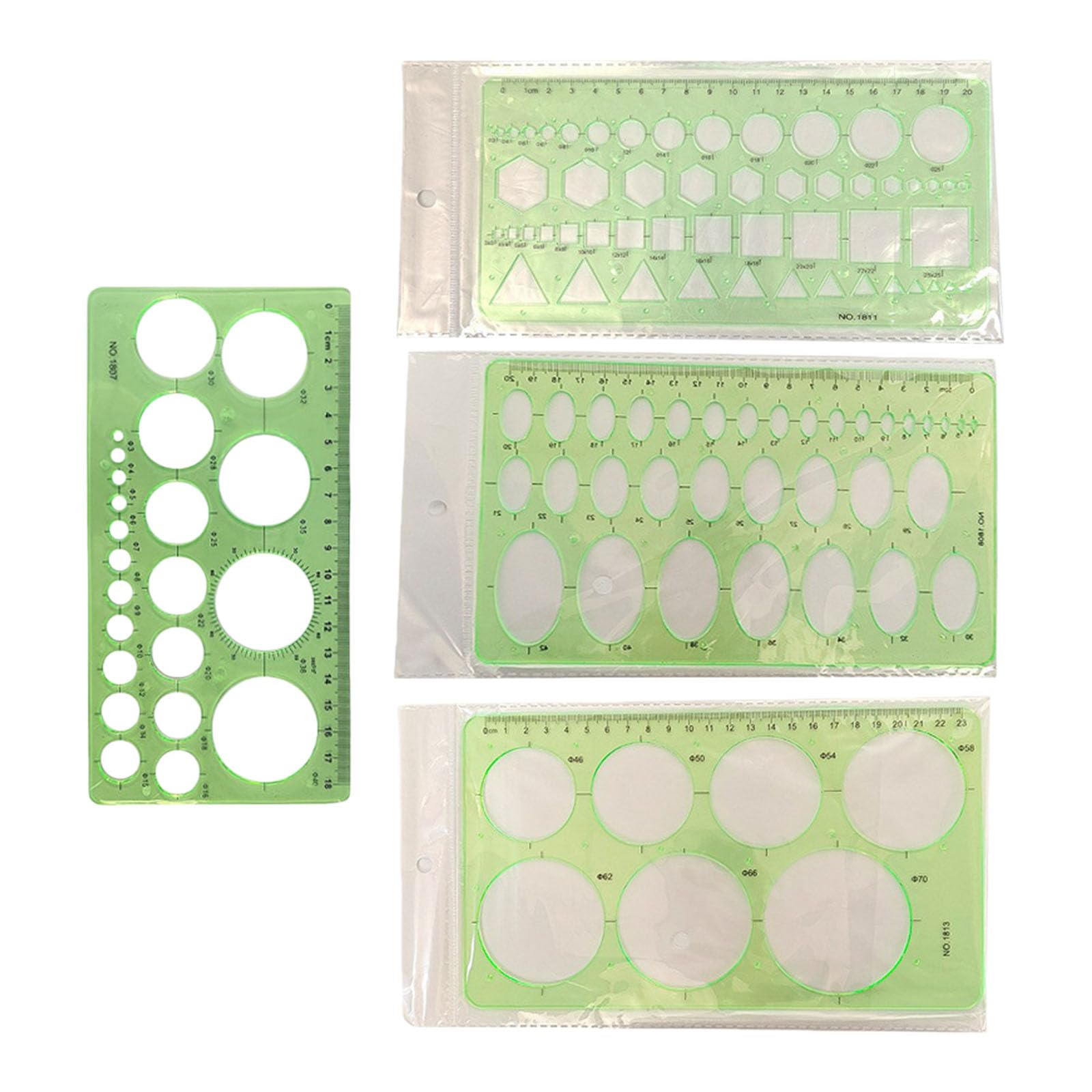 Rbrmhm As The Pic Show 4Pcs Multifunctional Geometric Drawing Ruler Clear Circlular Templates For Engineering Drawing Project