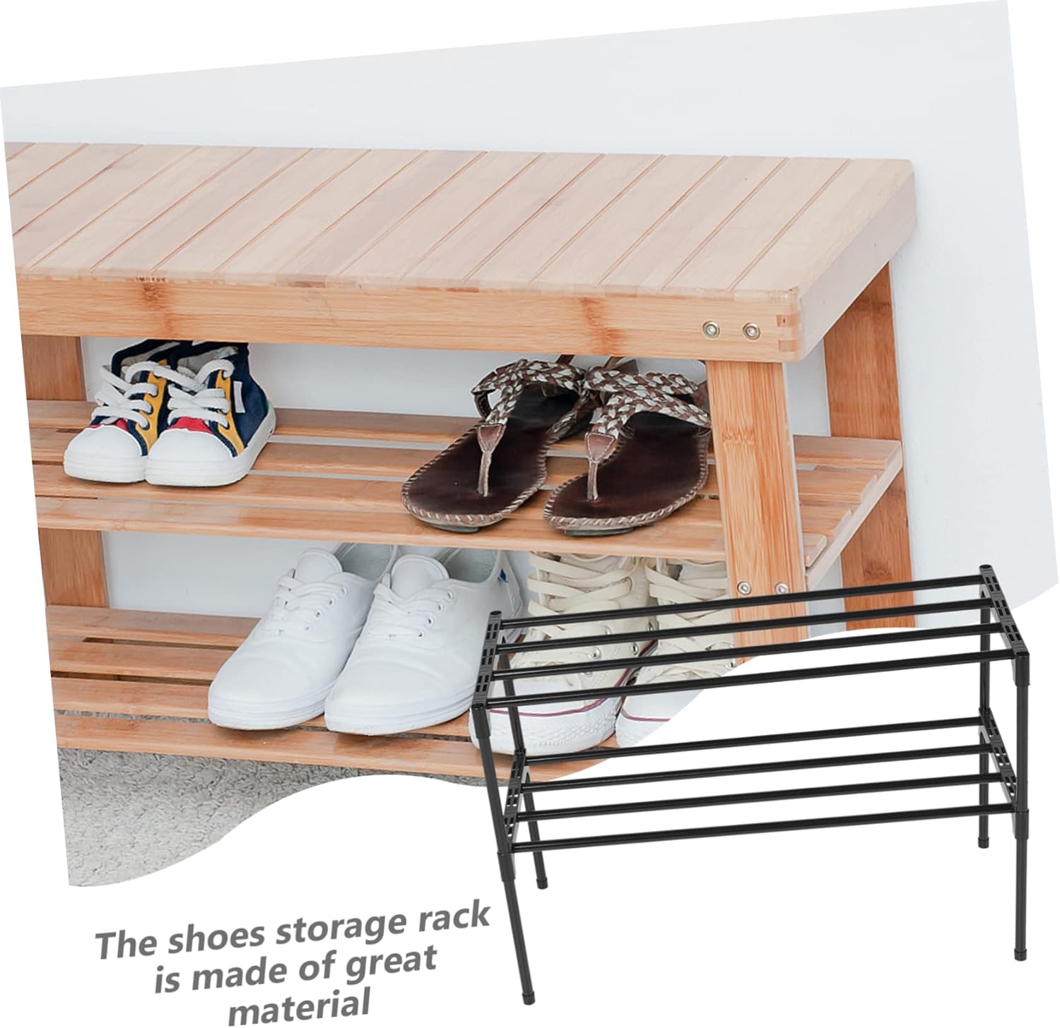 Double Layer Stainless Steel Shoe Organizer for Entryway Space Saving Shoe Storage Rack Shoe Shelf for Closet Modern Design for Home