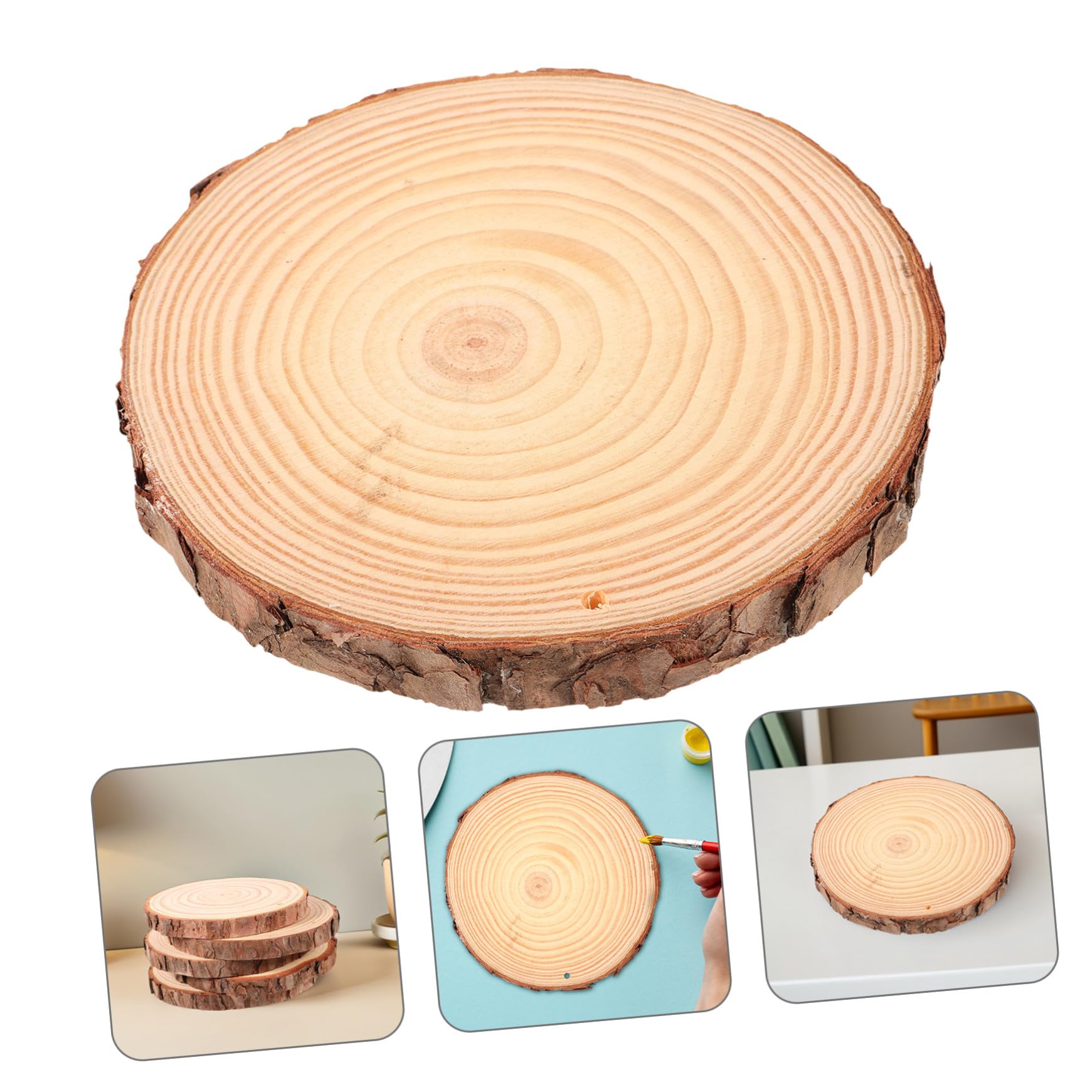 5 Stück Rustikale Holzscheiben Unbehandelte Baumscheiben mit Natürlicher Rinde für DIY Basteln Hochzeit Dekoration und Kreative Holzplättchen Gestaltung