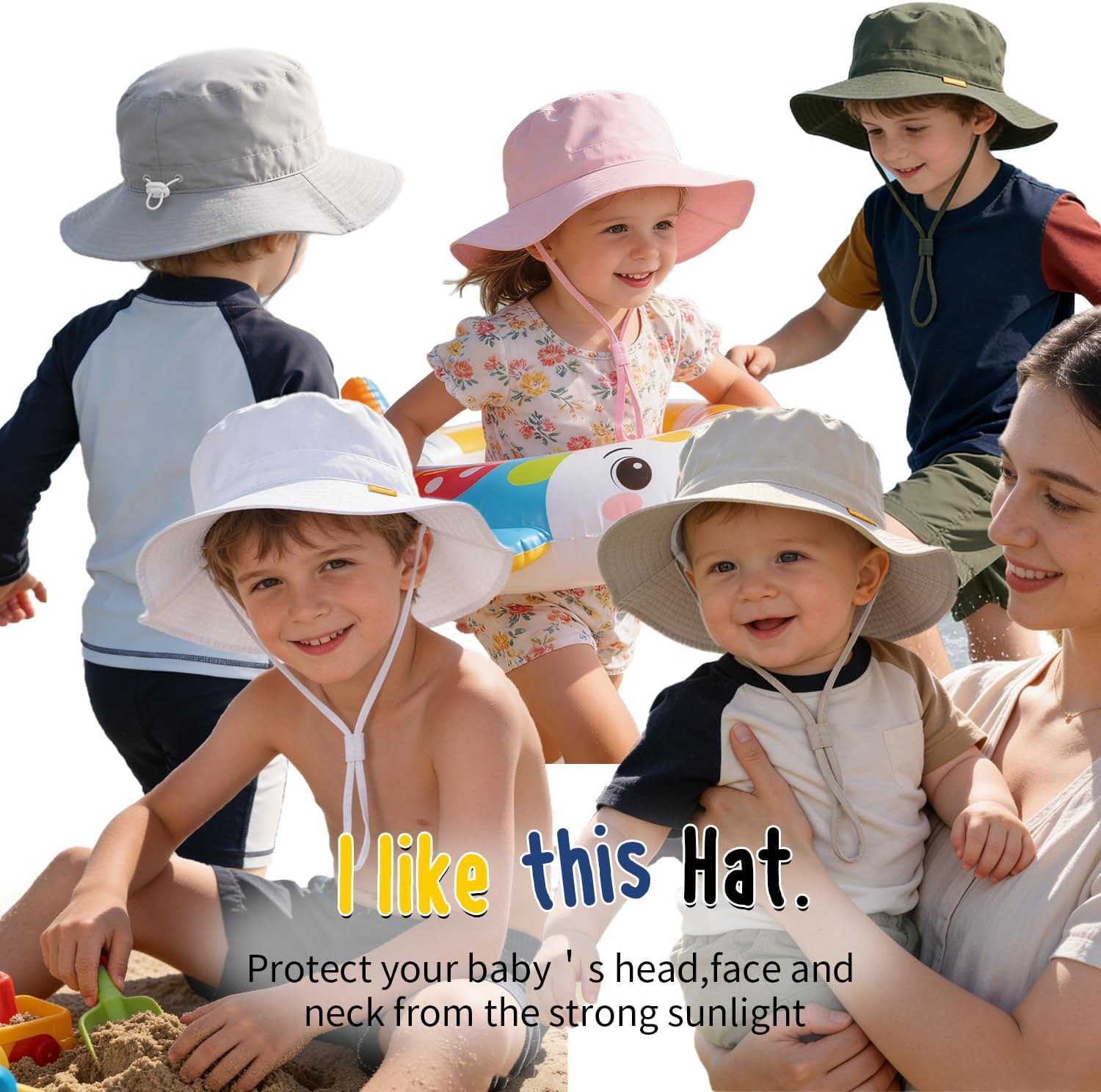 Baby Toddler Sun Hat,Boy Girl Summer UPF 50+ Foldable Beach Bucket Hat,Sun Hat for Kids Child