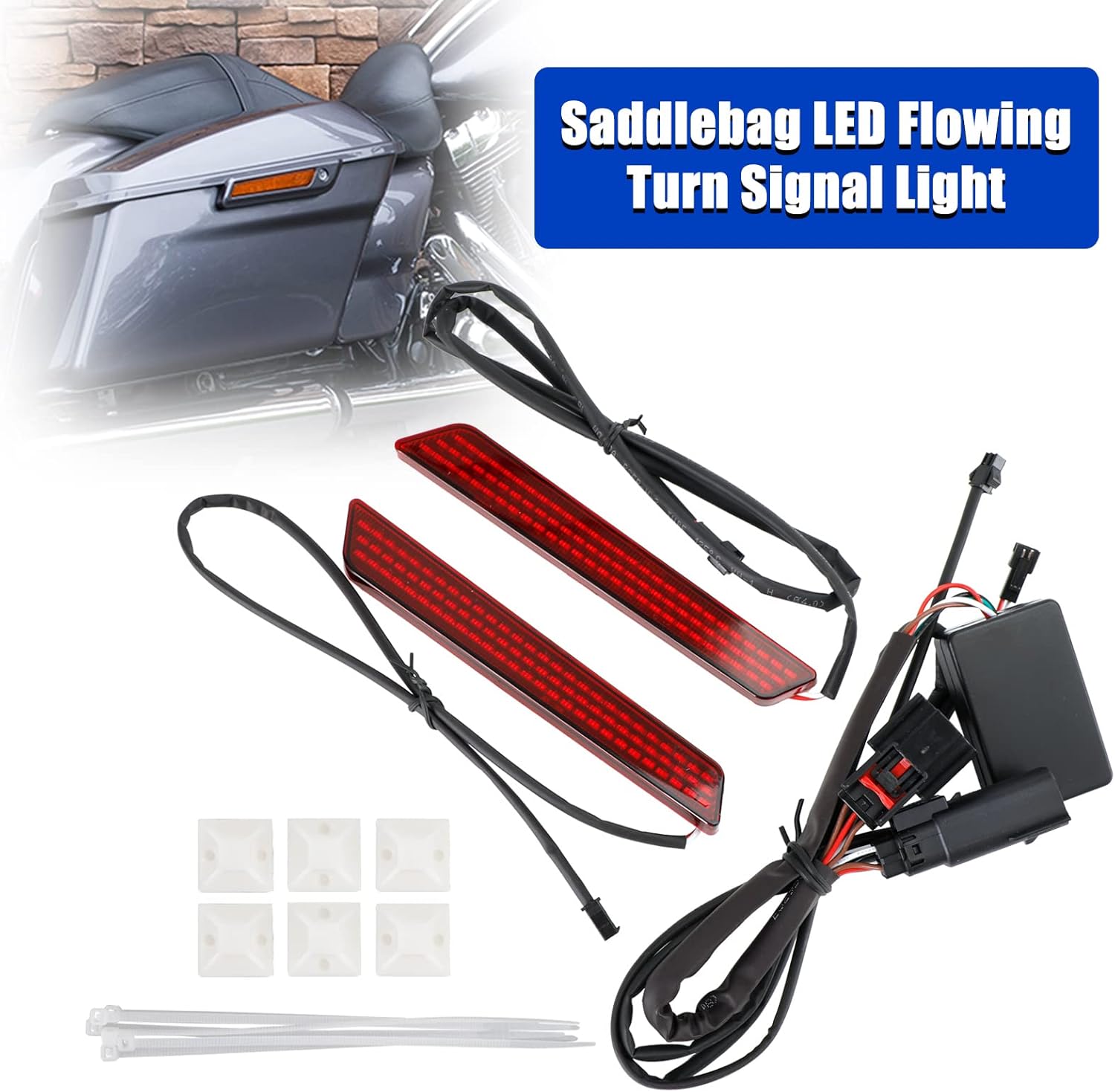 Areyourshop Saddlebag LED Flowing Turn Signal Light fit for Harley Touring Electra Glide Street Glide Road Glide Road King 2014-2022