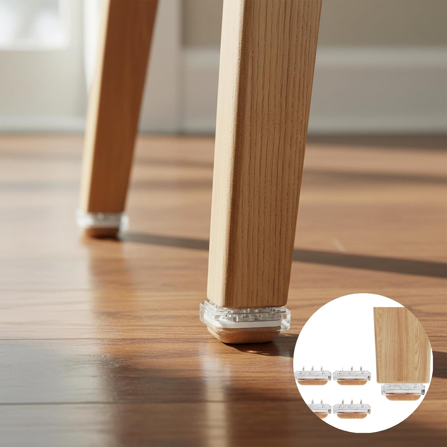 Noise-Reducing Felt Pads for Wooden Table and Chair Legs – for Hardwood Tile and Marble Floors (0.93×0.93×0.50in)