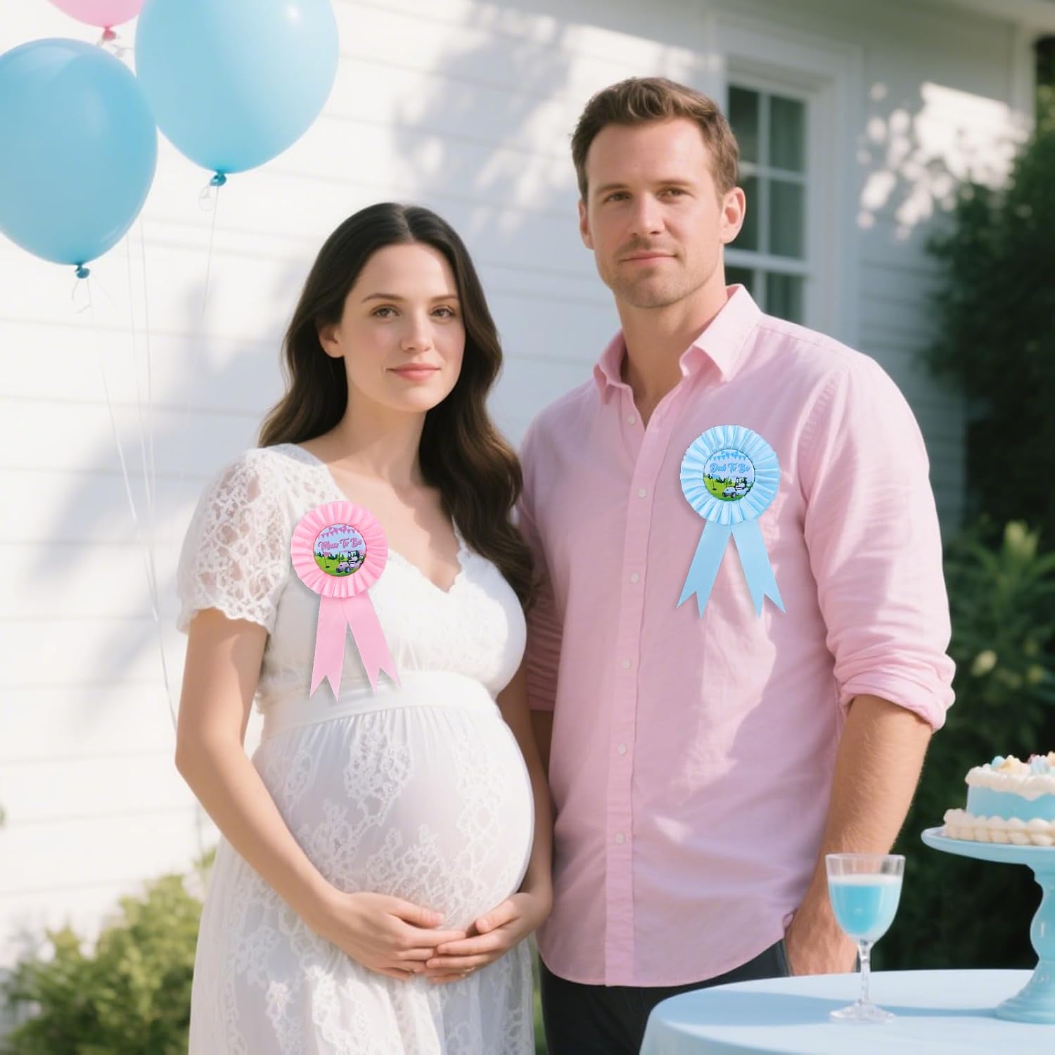 Golf Gender Reveal Decorations - Pink Blue Mom to Be Dad to Be Tinplate Badge Pins for Golf Theme Baby Shower Party Favors Pregnancy New Parents Photo Props Supplies