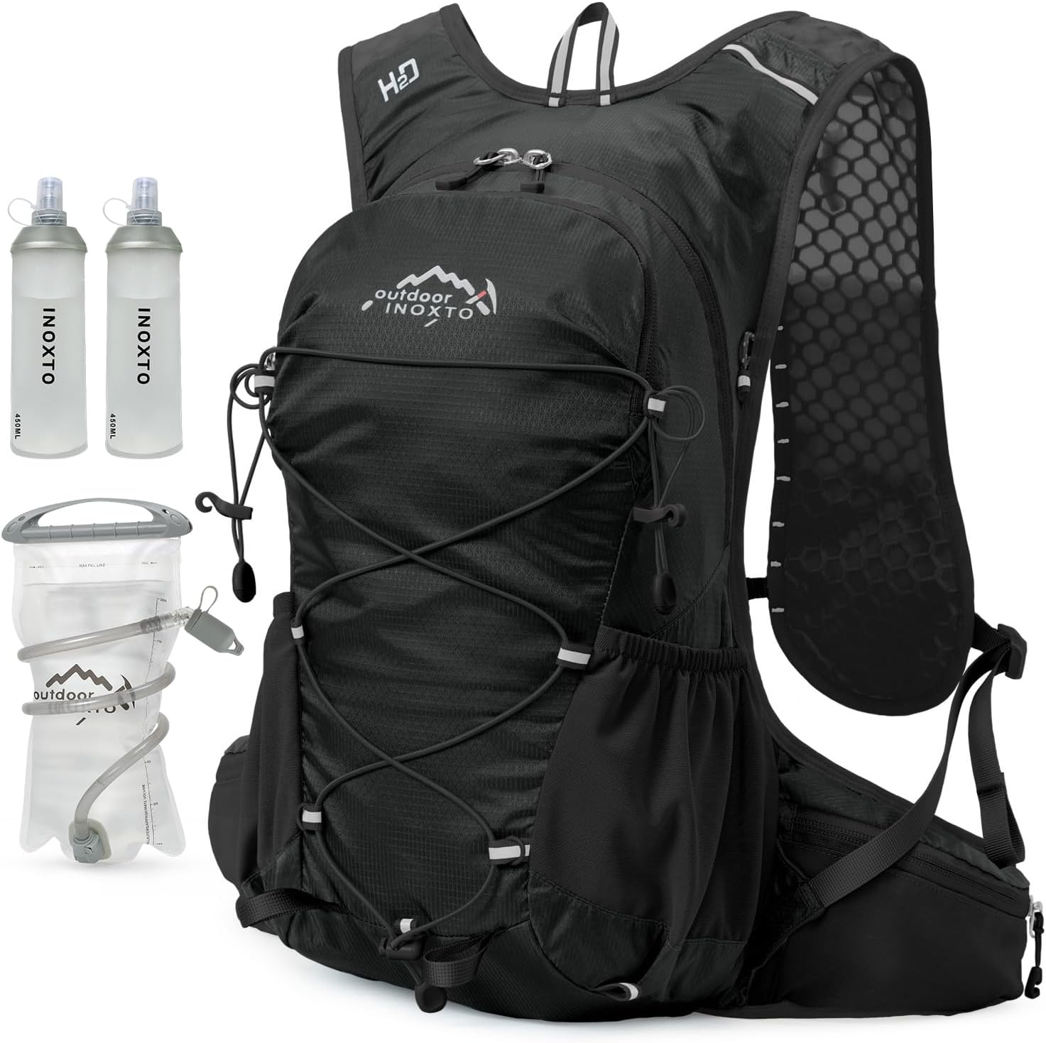 IX INOXTO Hydration Backpack, 18L Lightweight Hiking Backpack with 2L Water Bladder Daypack Women Men, Water Backpack Insulated Hydration Pack for Hiking, Running, Festival, Cycling