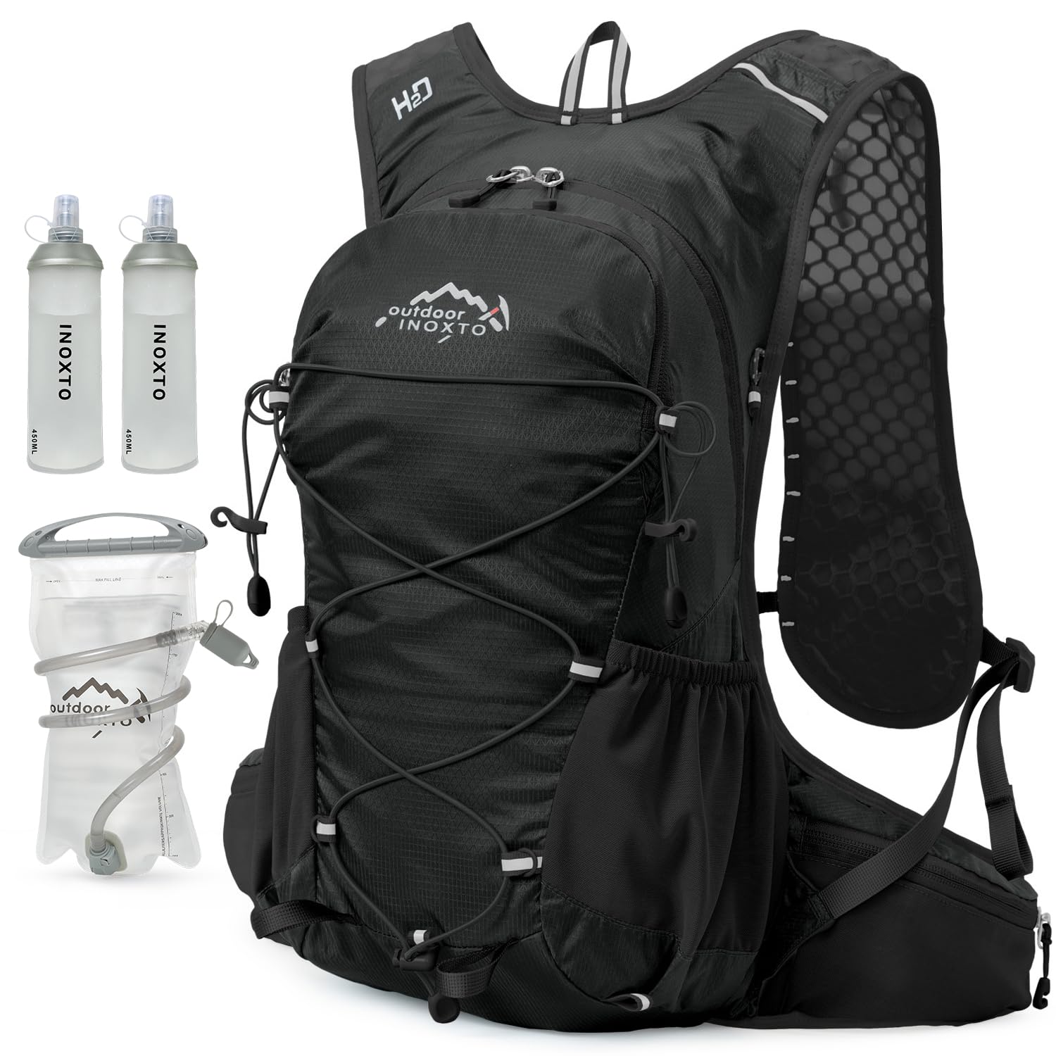 IX INOXTO Hydration Backpack, 18L Lightweight Hiking Backpack with 2L Water Bladder Daypack Women Men, Water Backpack Insulated Hydration Pack for