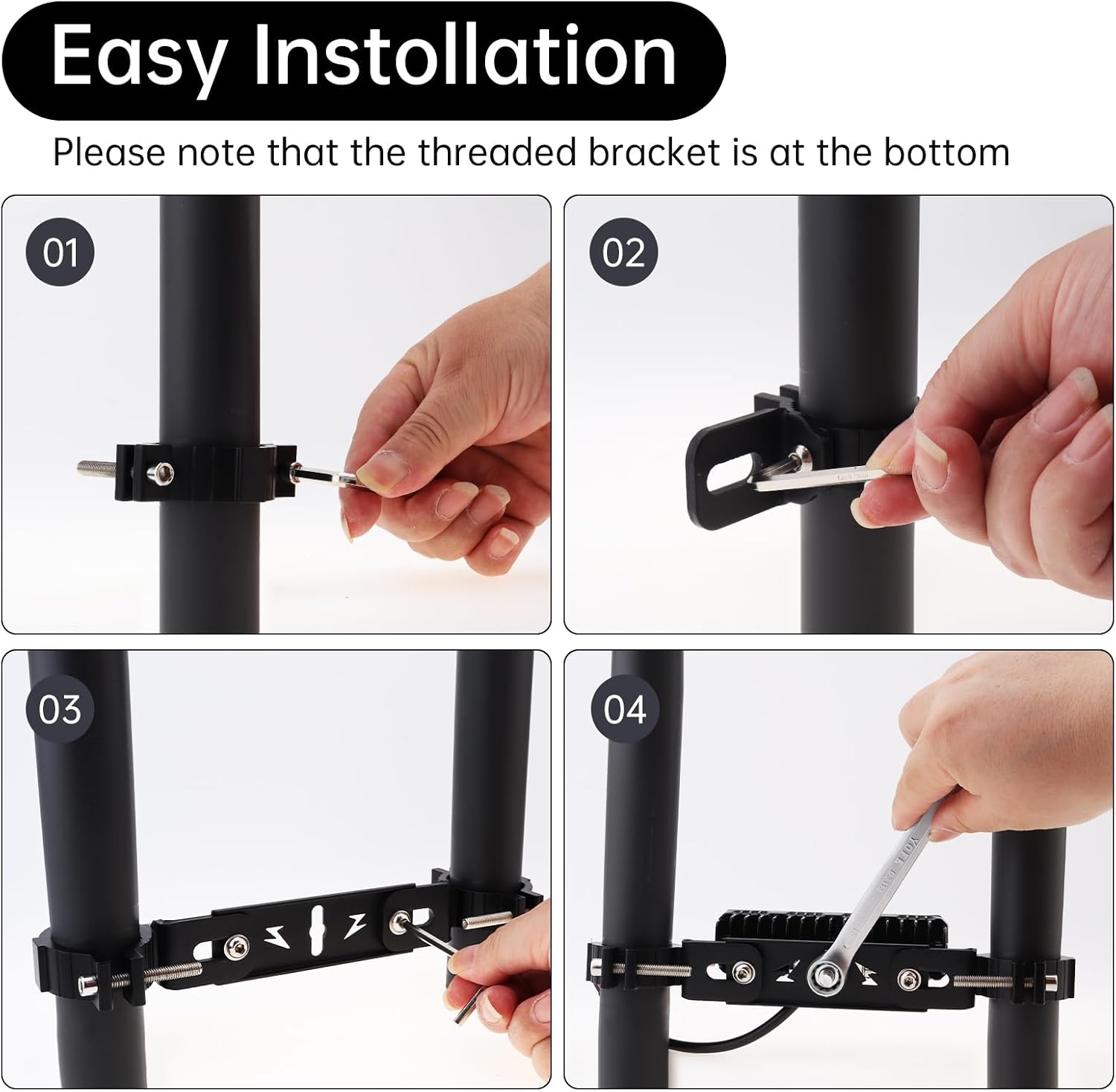 Windance Adjustable Front Fork Light Mounting Bracket Multi-Functional Clamp Expansion Mounting Holder for Motorcycle Scooter E-Bike ATV Dirt Pit Bike (30-56mm/1.18-2.20inch)