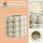 Bubble Vase, Vase en céramique beige pour les fleurs, Vases courts pour Boho Decor, Vass décoratifs pour les Fleurs, Salon, Chambre, Bureau, Cheminée, Mantel, Table à café, 5 Pouces