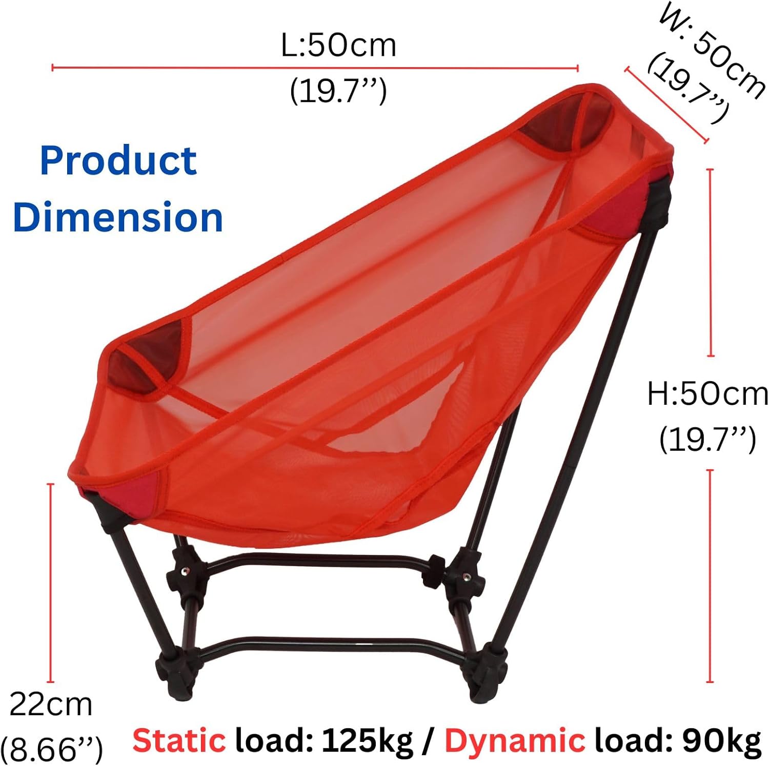 Ultralight Backpacking Chair, Aluminium Alloy Legless Ground Chair, Foldable Camping Chair for Adult, Hiking, Camping, Picnic, Fishing, RV, Balcony, Paddleboard, Beach, Indoor (Red)