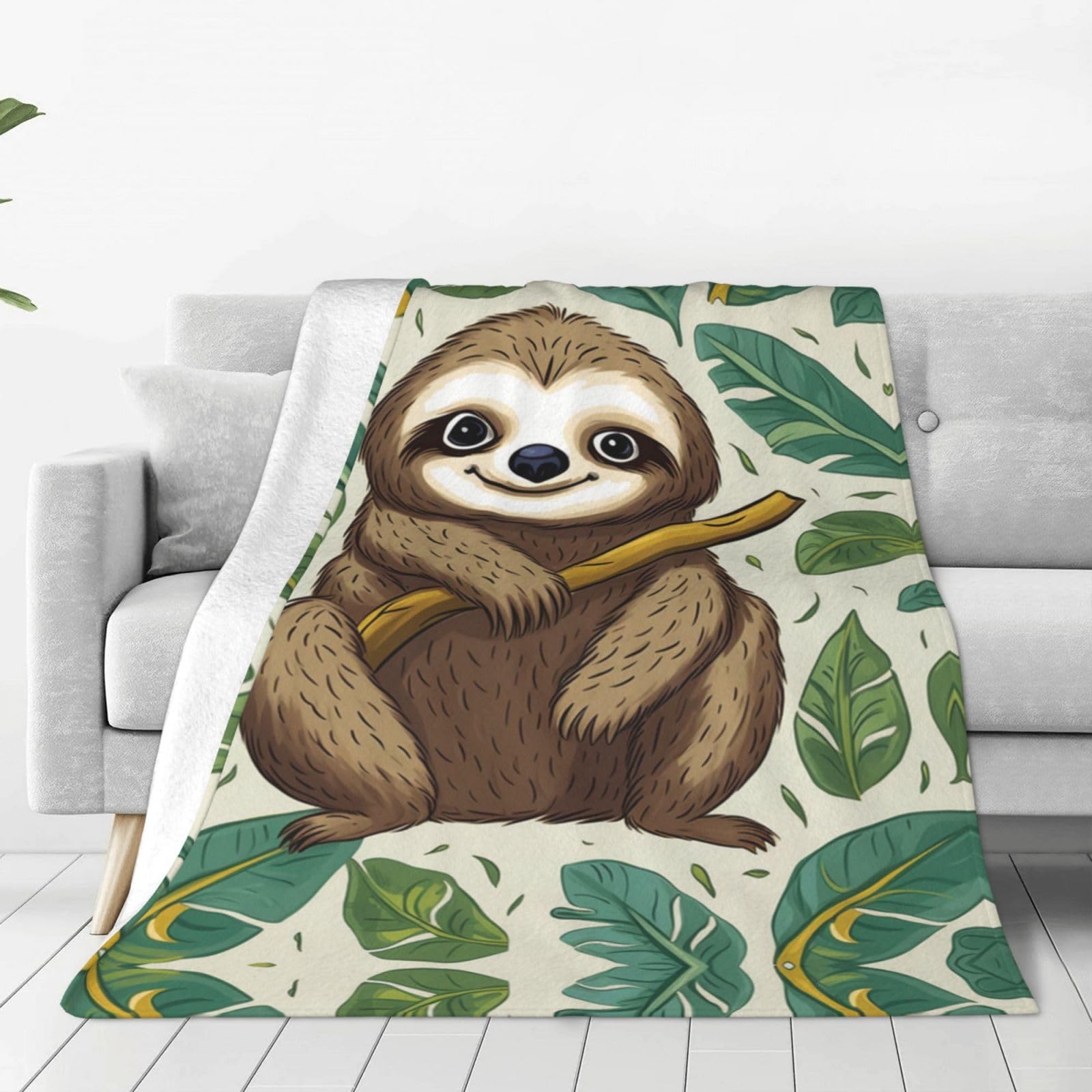 Amazon.com: Adorable Sloth Print Micro Fleece Blanket Throw