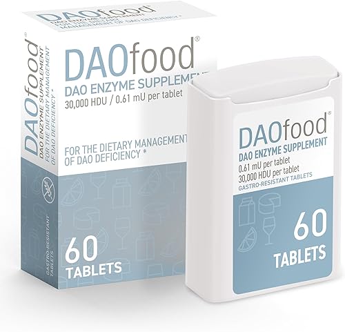 DR Healthcare DAOfood - Manejo dietético de la deficiencia de DAO - Dispensador de 60 mini tabletas resistentes a los gastro-resistentes - Enzima DAO