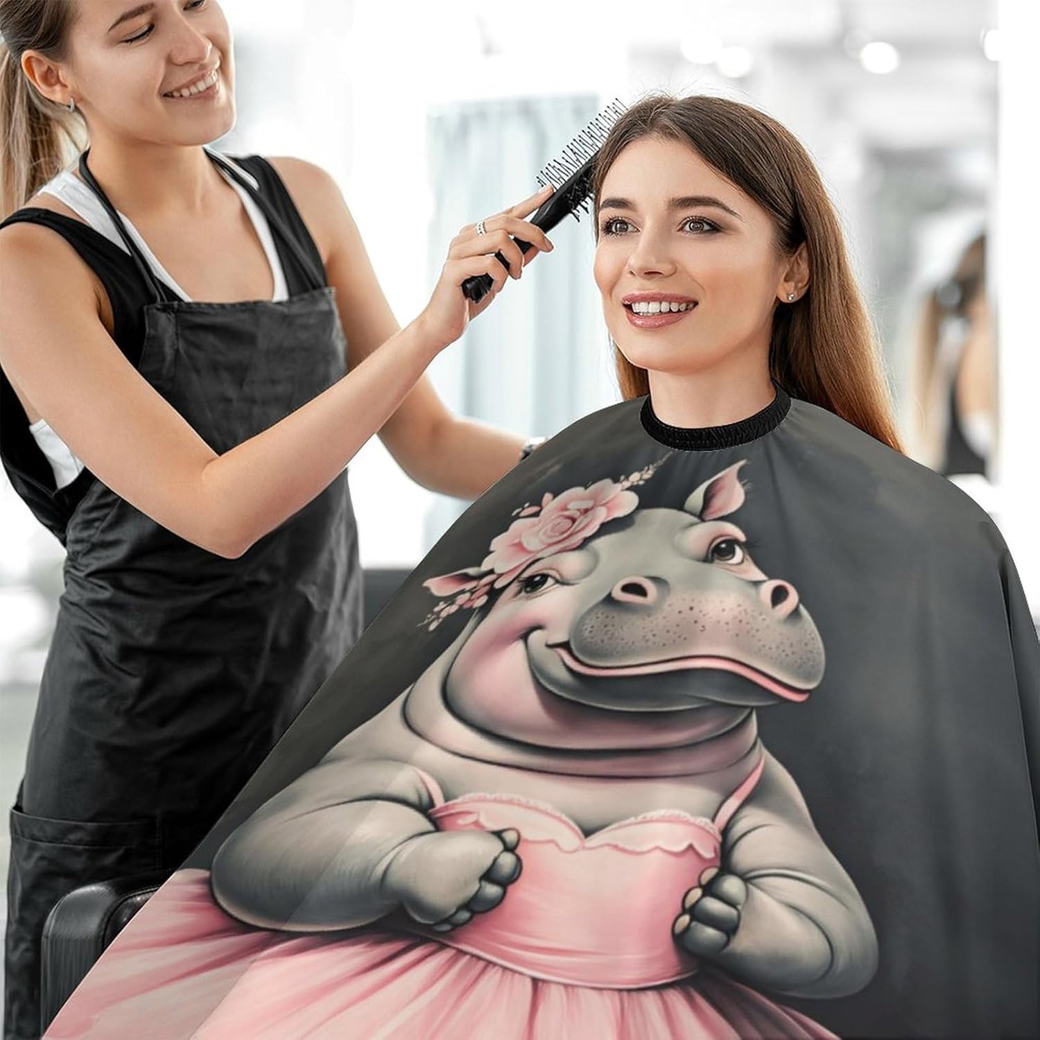 Adult Barber Apron for Men Women, Soft Durable Hairdressing Cape with Adjustable Snap Closure for Home Use