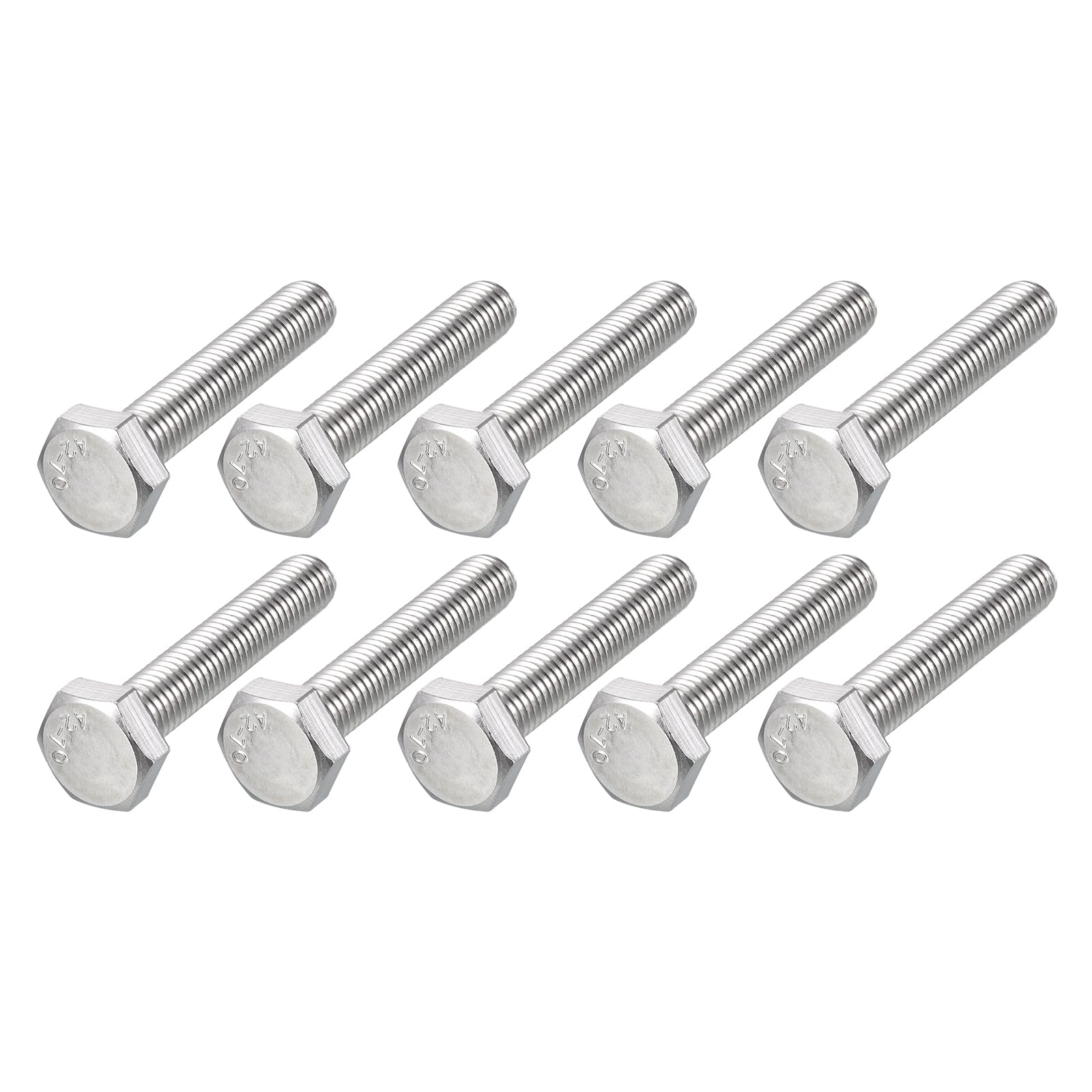 METALLIXITY Hex Bolts (M10-1.5x55mm) 10Pcs, 304 Stainless Steel Coarse Fully Threaded Hex Head Screw Bolt Machine Screws