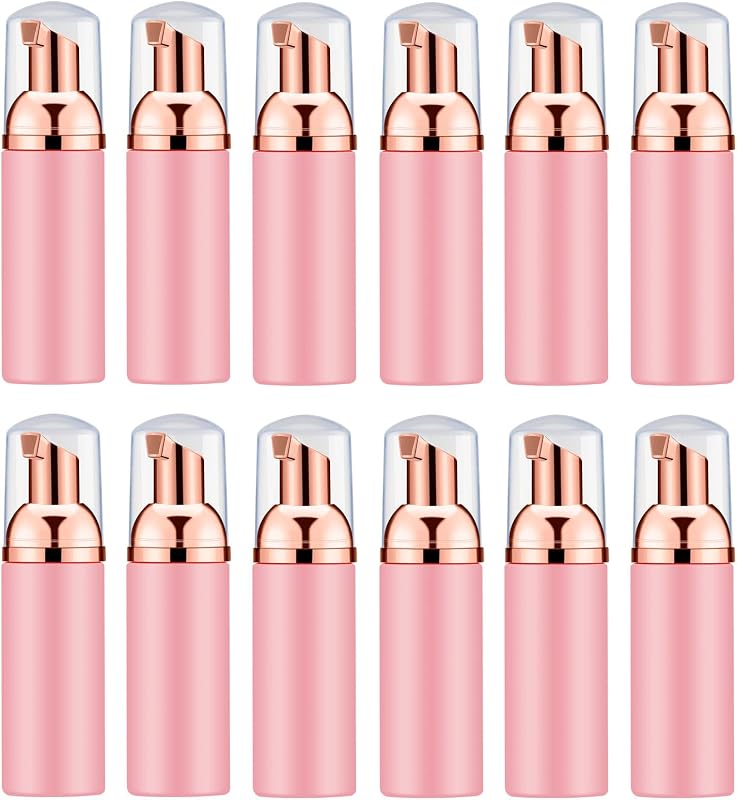 Frasco espumador recarregável portátil IRON BILL rosa com bomba rose gold, Pacote com 12