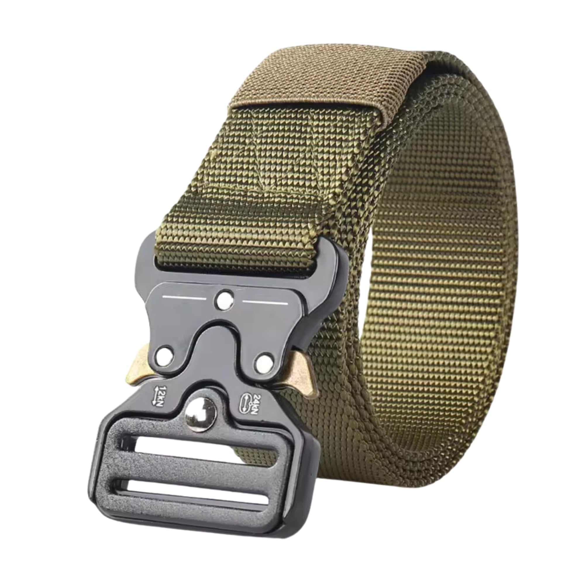 Devons Treasures Tactical Belt, Military Hiking Rigger Heavy Duty Nylon Web Work Belts for Men with Quick-Release Metal Buckle - Green