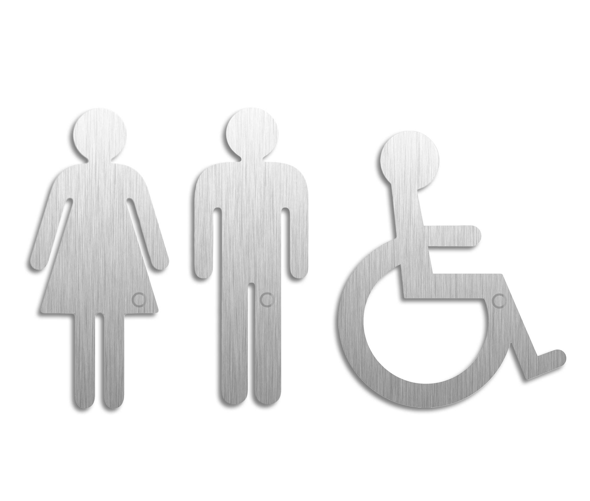 Señal Cartel Placa Aseos Baño Mujeres Hombres Minusválidos 120 mm Conjunto de 3 Acero Inoxidabile