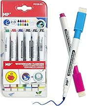 MP Whiteboard Markers Medium Tip (2mm) with Magnetic Eraser Cap Optimal for School and Office Use 12 Assorted Colors