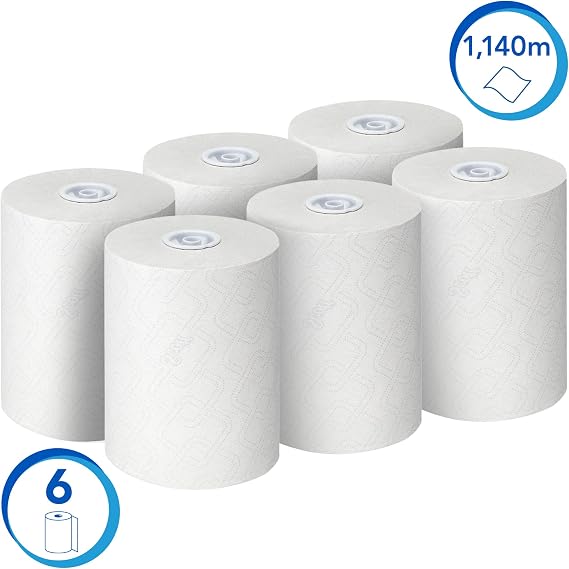 Scott Essential Slimroll Paper Towel Rolls 6695, Ecolabel Certified, 6x190m