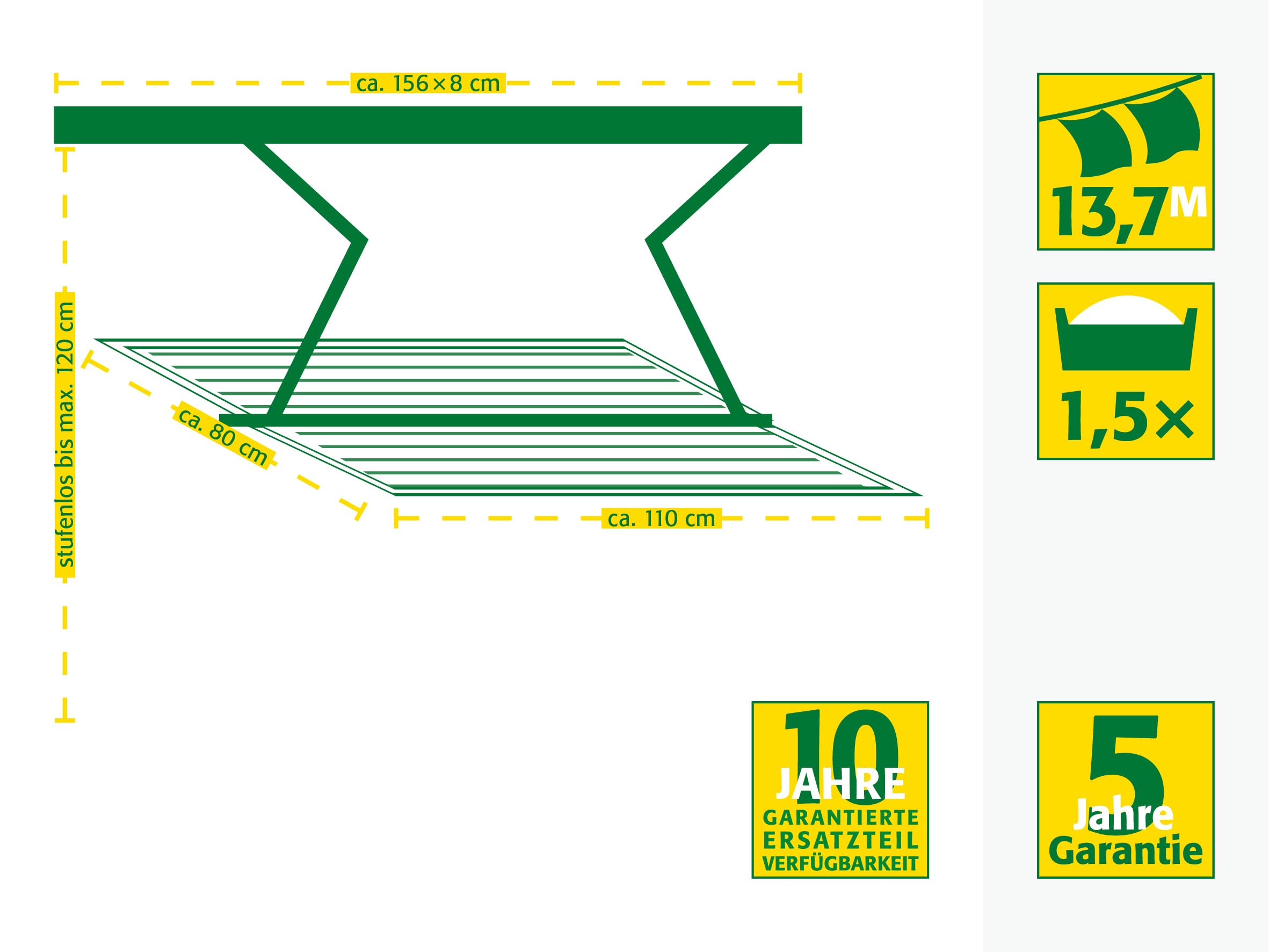 JUWEL Samba 140 30041 - Stendibiancheria da soffitto (lunghezza 13,7 m, per grandi pezzi di biancheria/biancheria da letto, abbassabile fino a 120 cm)