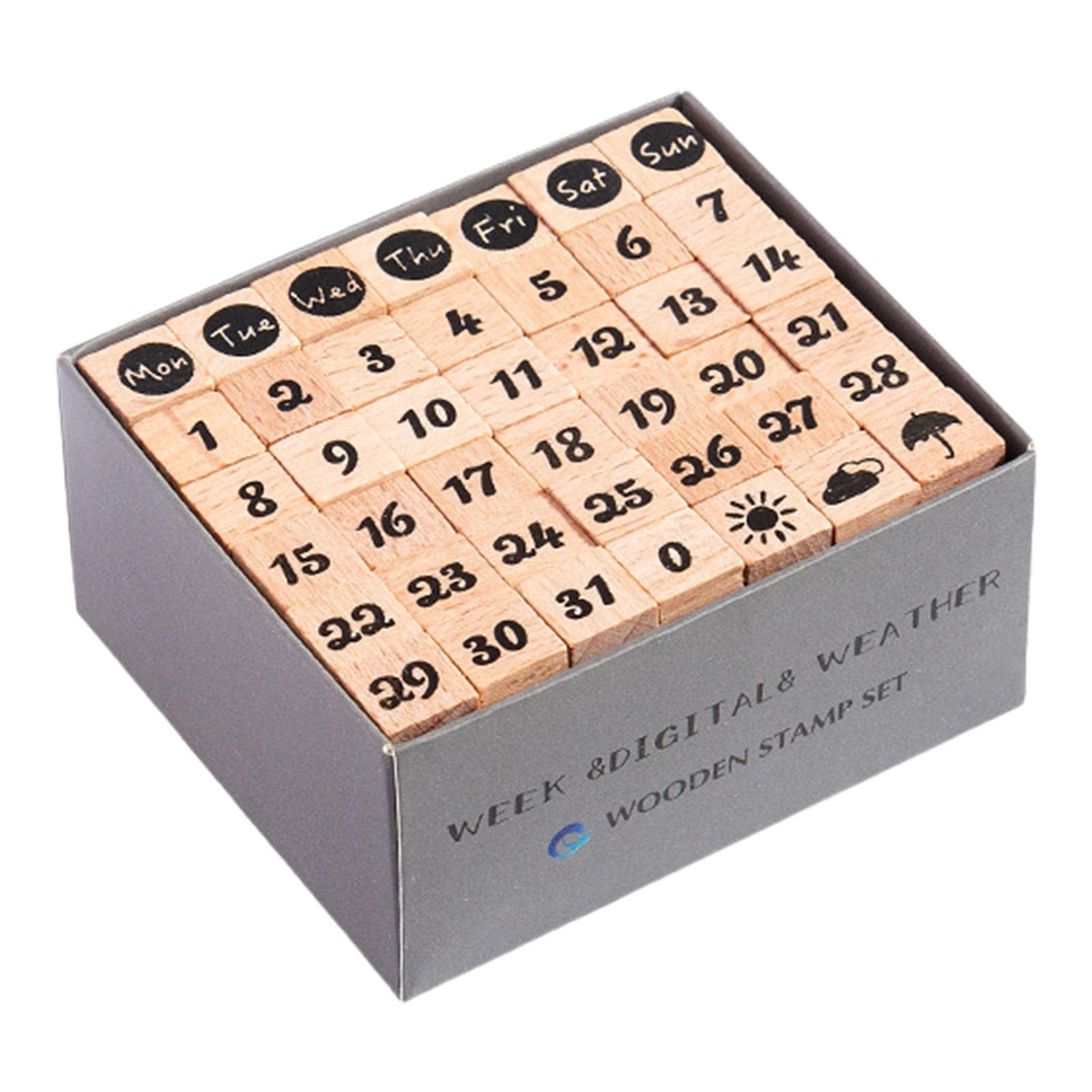 Tsophreniq 42Pcs Wood Craft Stamp Letter Number Wood Scrapbooking Decorative for Scrapbooking Journal Planner Notebook Craft