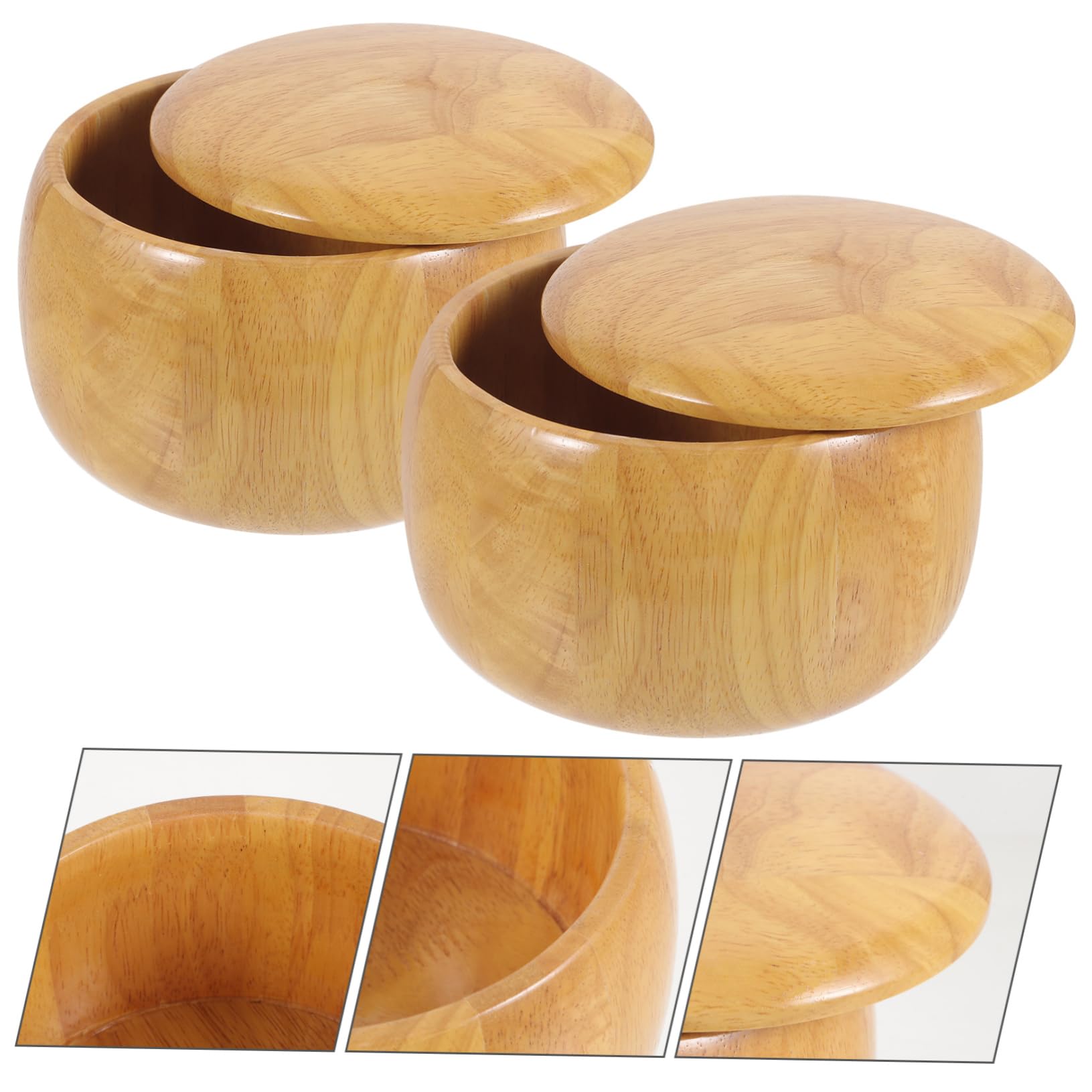 KOMBIUDA Boîte de Rangement pour Pièces de Jeu Go en Bois Massif, Grosse Capacité, Portable, Lot de 2, Maison ou Salle de Jeu D'échecs