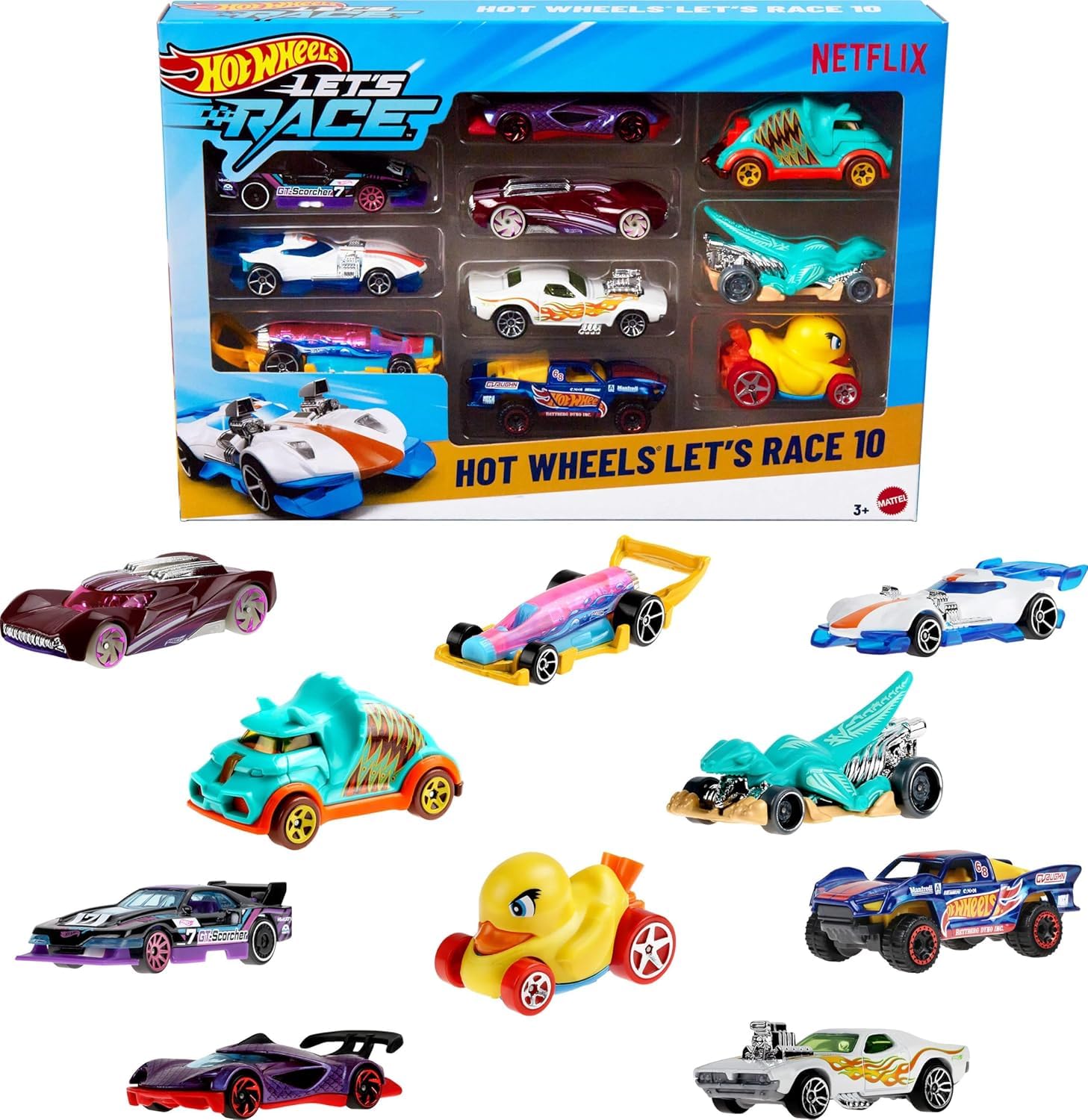 Hot Wheels Let's Race Exclusive Diecast Car 10-Pack [Cars May Vary, 10 RANDOM Cars]