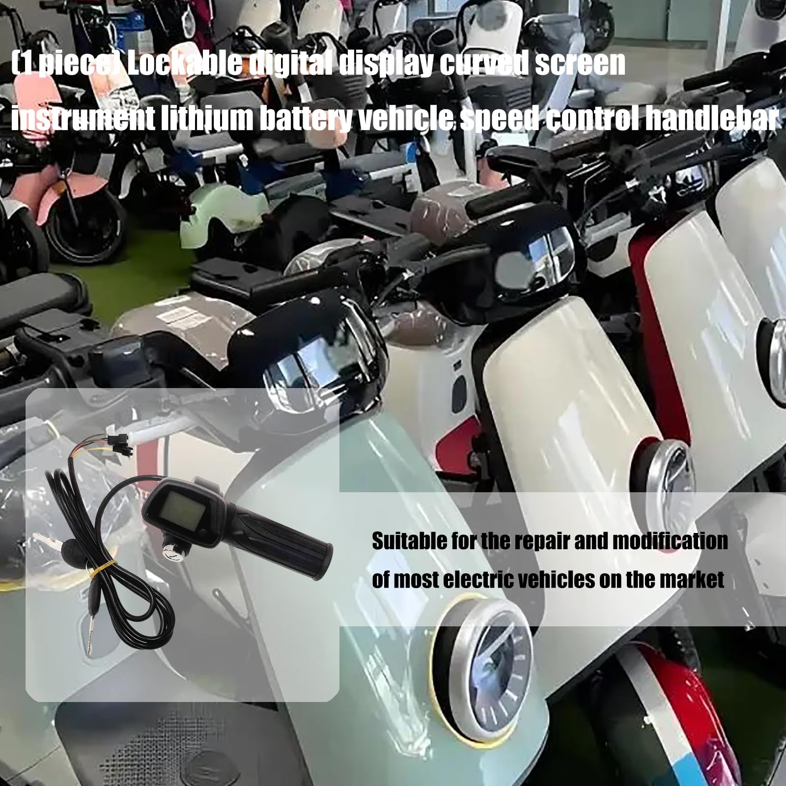 Poignée D'accélérateur Incurvée Alimentée Lithium ' Antivol Verrouillable pour Vélo Électrique Contrôle De ' Alimentée par Piles