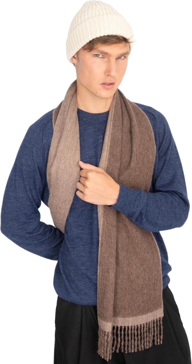 MISTI Warm Winter Scarf for Men and Women | 100% Baby Alpaca | Natural Undyed & Ethically Made in Peru