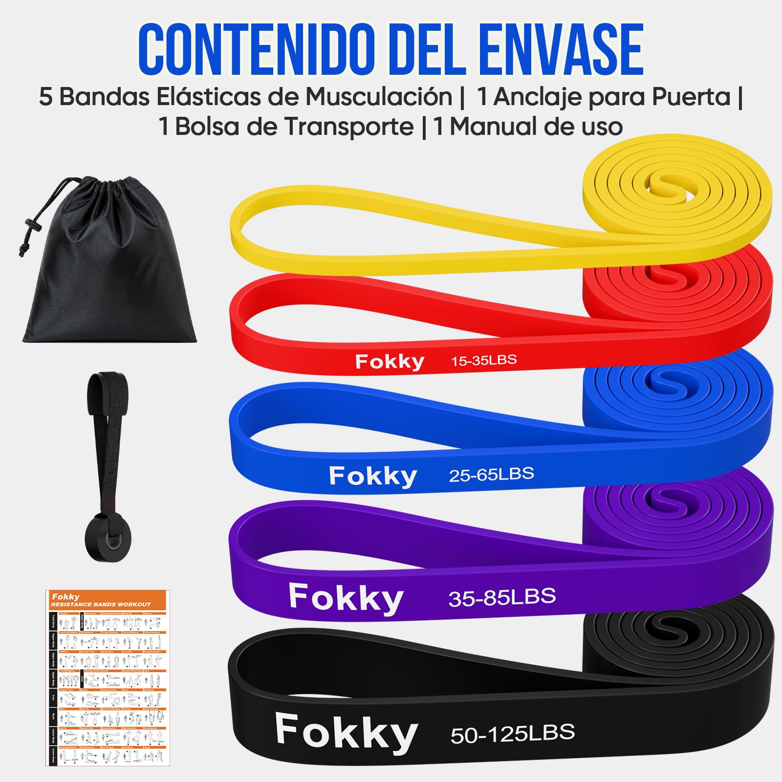 Fokky Bandas de fitness con 5 niveles