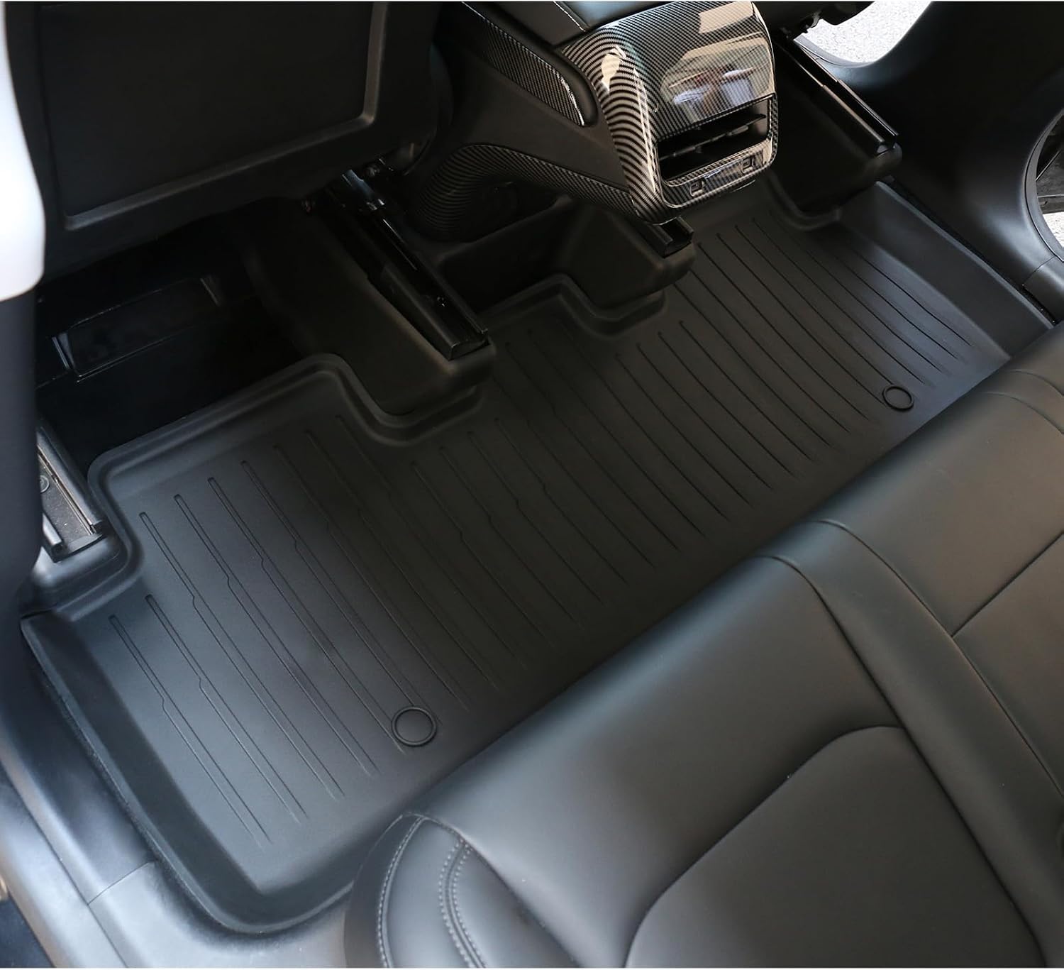 FREEMOTOR802 Compatible with 2020-2024 Tesla Model Y Floor Mats, Black 3D Molded Car Carpets Liner 1st 2nd Row Front Rear Protection 3PCS Injection TPE All Weather Protector