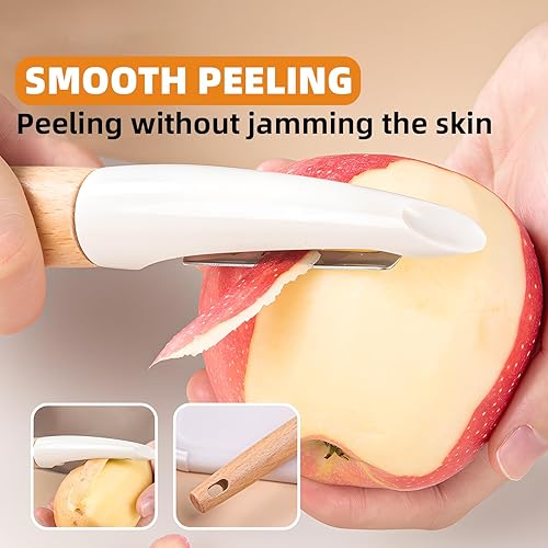 Miniatura 9 de Paquete de 6 peladores de verduras para cocina, juego de pelador de manzanas de acero inoxidable para verduras, zanahoria, frutas, calabacín,