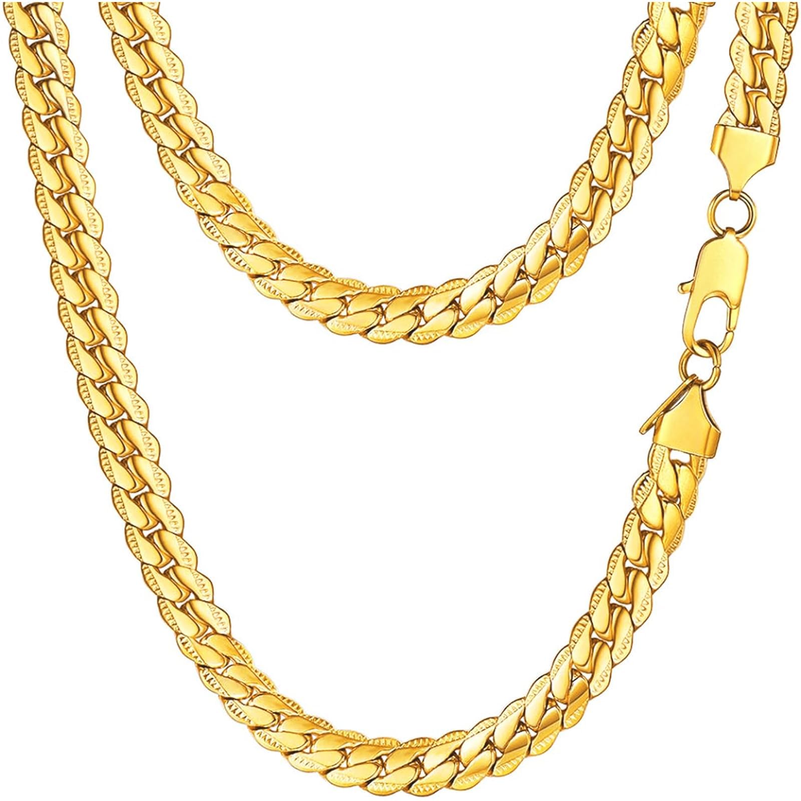 U7 18K Gold Plated Necklace with 18K Stamp Men Jewelry 4 Colors 6 MM - 9MM Wide Snake Chain Necklace,18"-32"