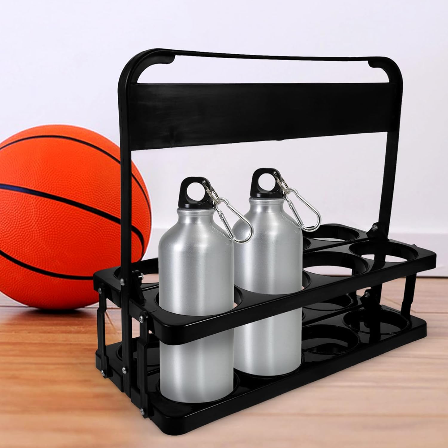 Folding Beer Bottle Rack Portable Cup Carrier Organizer for Sports Teams Outdoor Events Sturdy Design with Comfortable Handle for Travel Daily Use