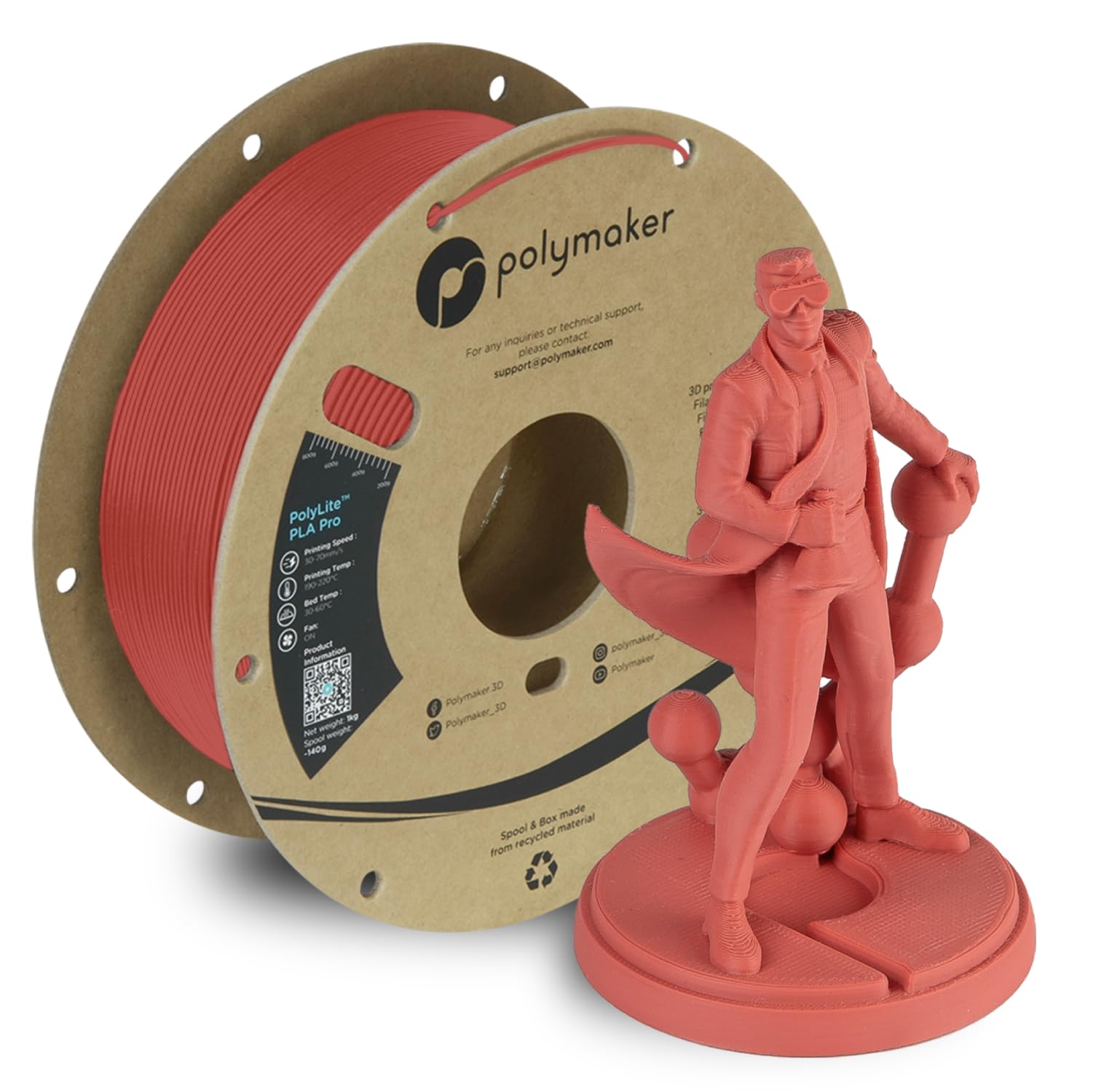 Polymaker PLA PRO Filament 1.75mm, Tough & High Rigidity Light Red PLA Filament 1.75mm 1kg Cardboard Spool - PolyLite PLA PRO 3D Printer Filament 1.75mm, Print with Most 3D Printers-image-13