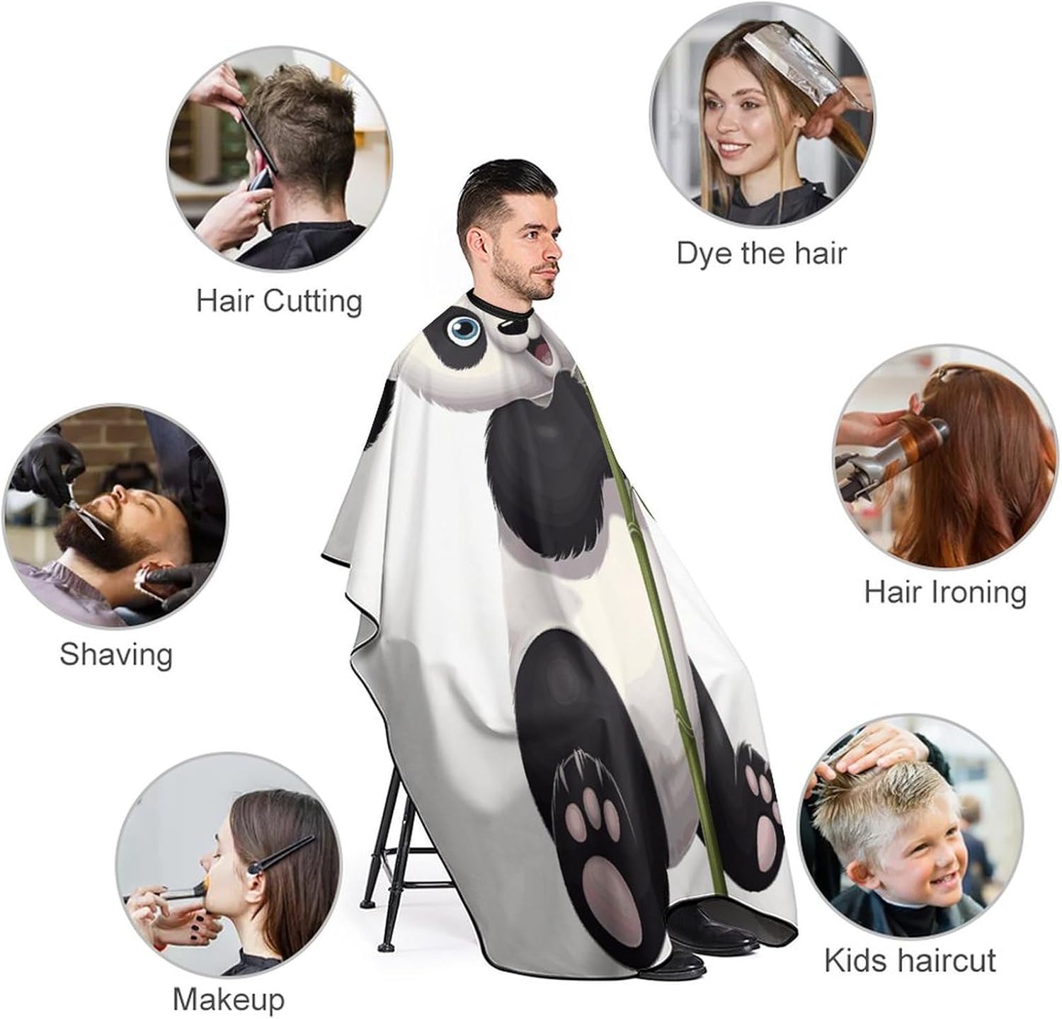 Naughty Panda Apron for Women Men,Barber Cape with Adjustable Snap Closure,Hair Cutting Cape,66.9 X 56.7 Inches for Hair Dye, Comb-out, Styling, Shampoo