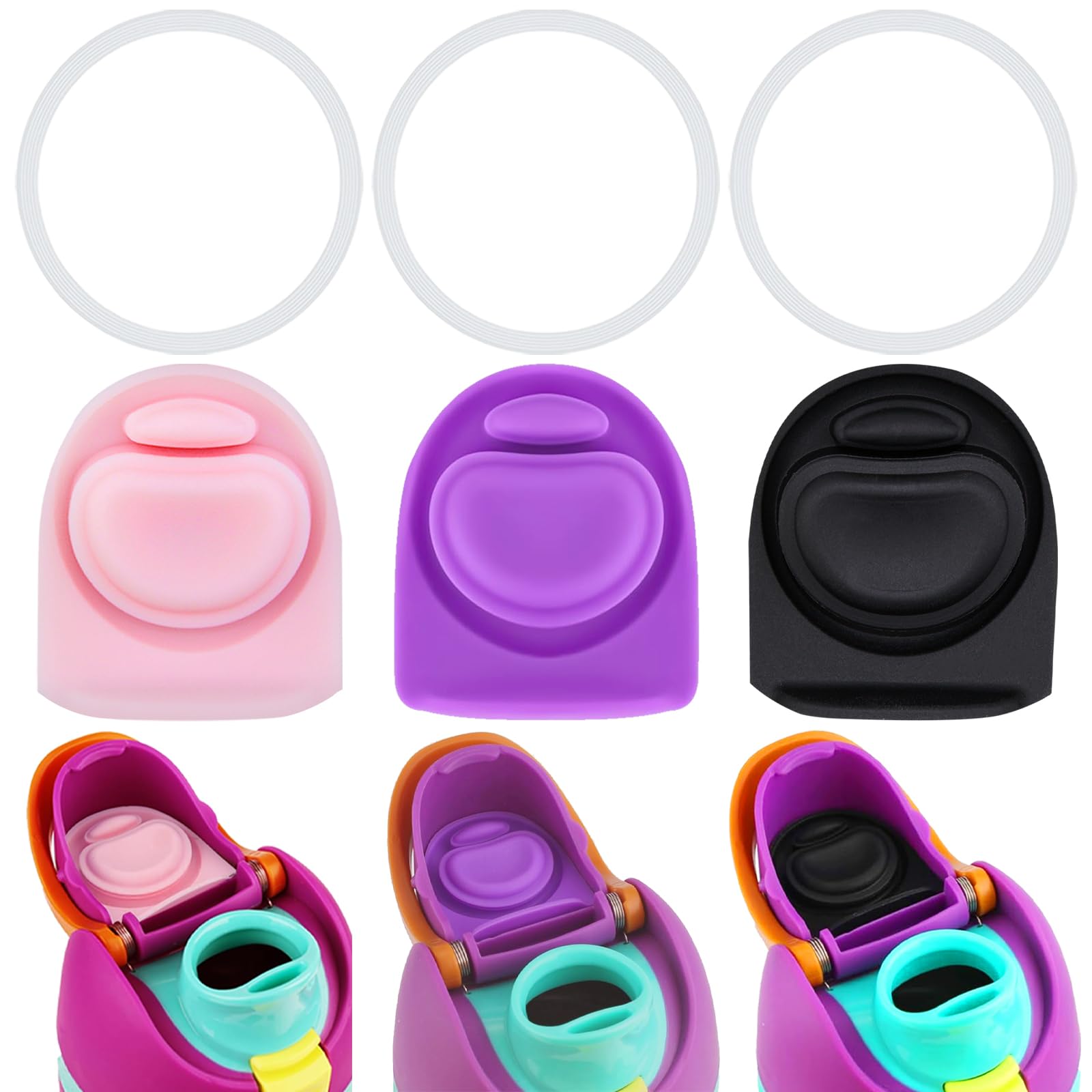 Frokolla 3 Sets Replacement Stopper and O Ring Gasket Compatible with Owala FreeSip 24oz 32oz,Water Bottle Lid Insert Cap Silicone Seal Parts for Owala 16/19/24/32/40oz Mouth Piece Accessories HR-J4 โ image 1