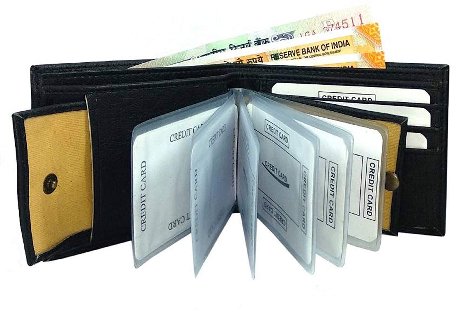 Black PU Leather Wallet for Men I 2 Card Slots I 2 Currency & Secret Compartments I 6 ID Card Slots-image-40