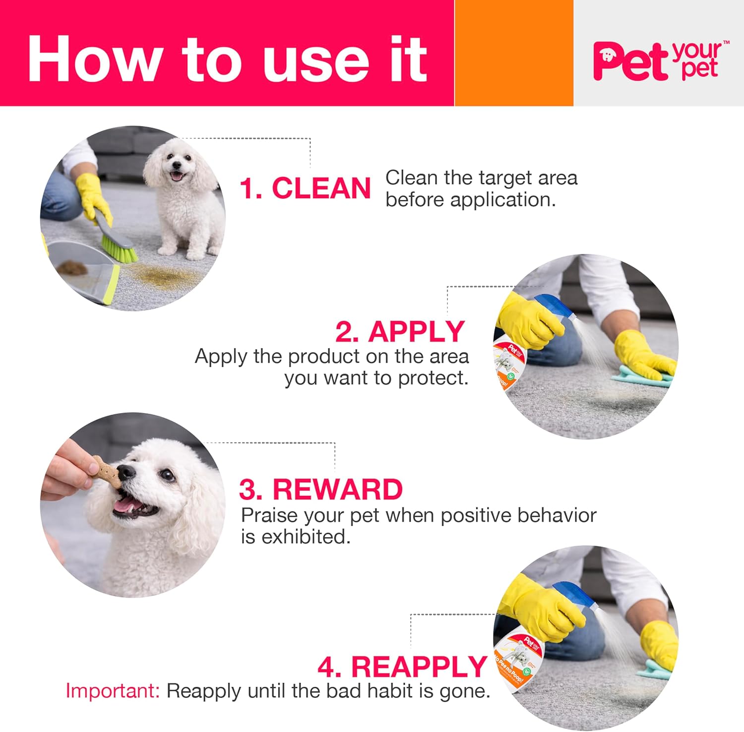 Dog Potty Training Spray No Pee No Poop, 16 Fl Oz, Non Toxic Spray for Dogs Only, Natural Pee Deterrent, Prevents Urine Marking and Pooping, Indoor Outdoor House Training Aid