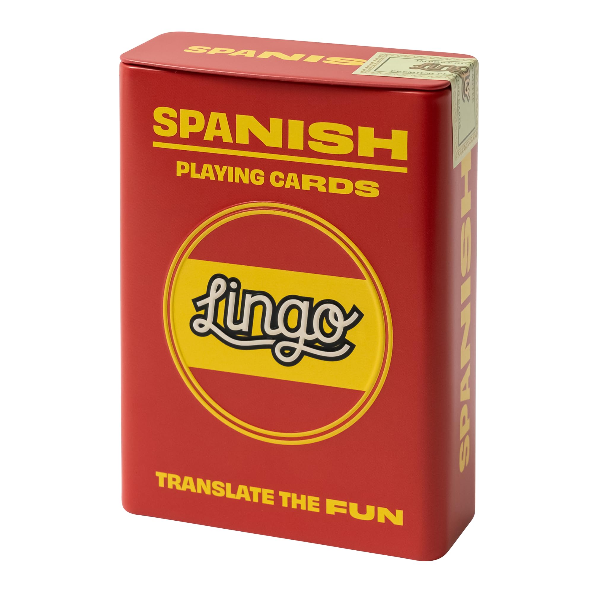 Lingo Spanish Playing Cards in Wayfarer Tin Box | Travel Flashcards | Learn Spanish Vocabulary in A Fun & Easy Way | 52 Essential Translations