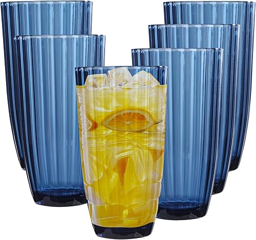 Miniatura 8 de Vasos de plástico acrílico transparente Highball | Vasos de plástico reutilizables de 20 onzas (juego de 8) | Apilables | Vasos sin BPA | Varios