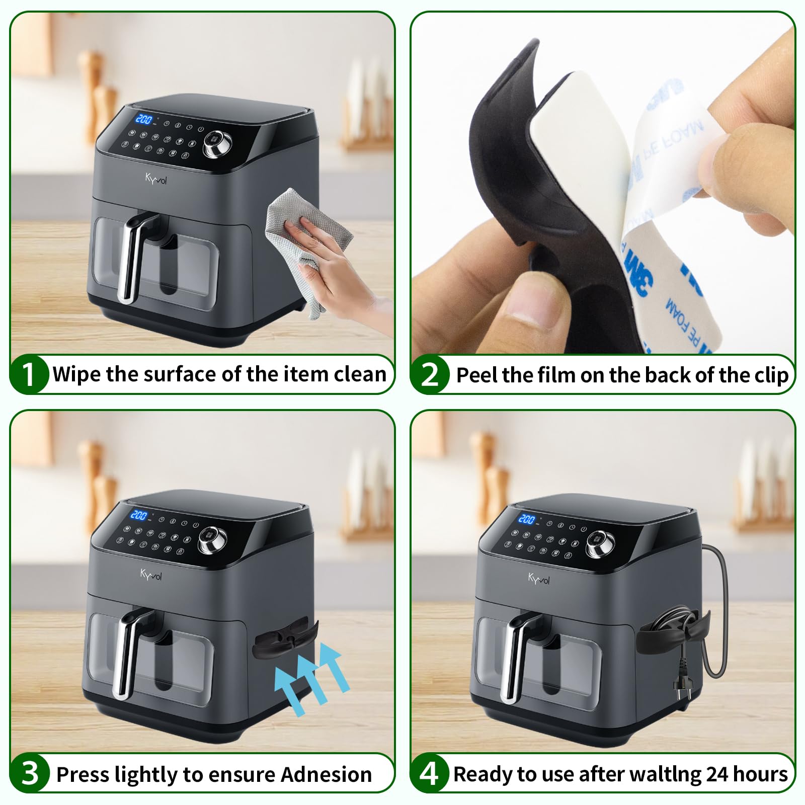6 Pezzi Organizer per Cavi Elettrodomestici,Cord Organizer a Clip per Cavo Per Elettrodomestici Da Cucina per Cavi da Cucina fermacavi Adesivi per Mixer Tostapane Cooker Air Fryer