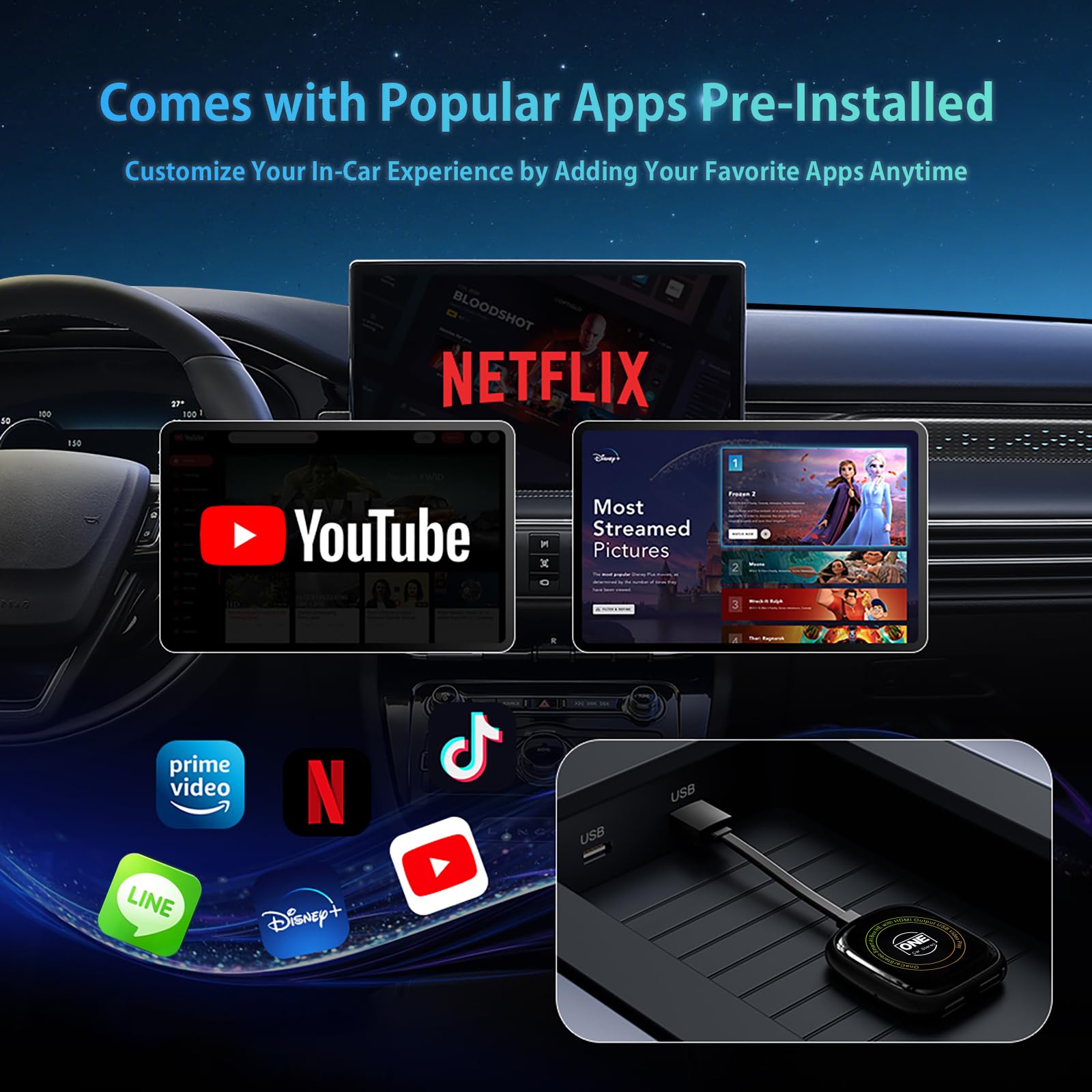 Amazon.com: 5-in-1 OneCarStereo Wireless CarPlay Adapter Smart AI