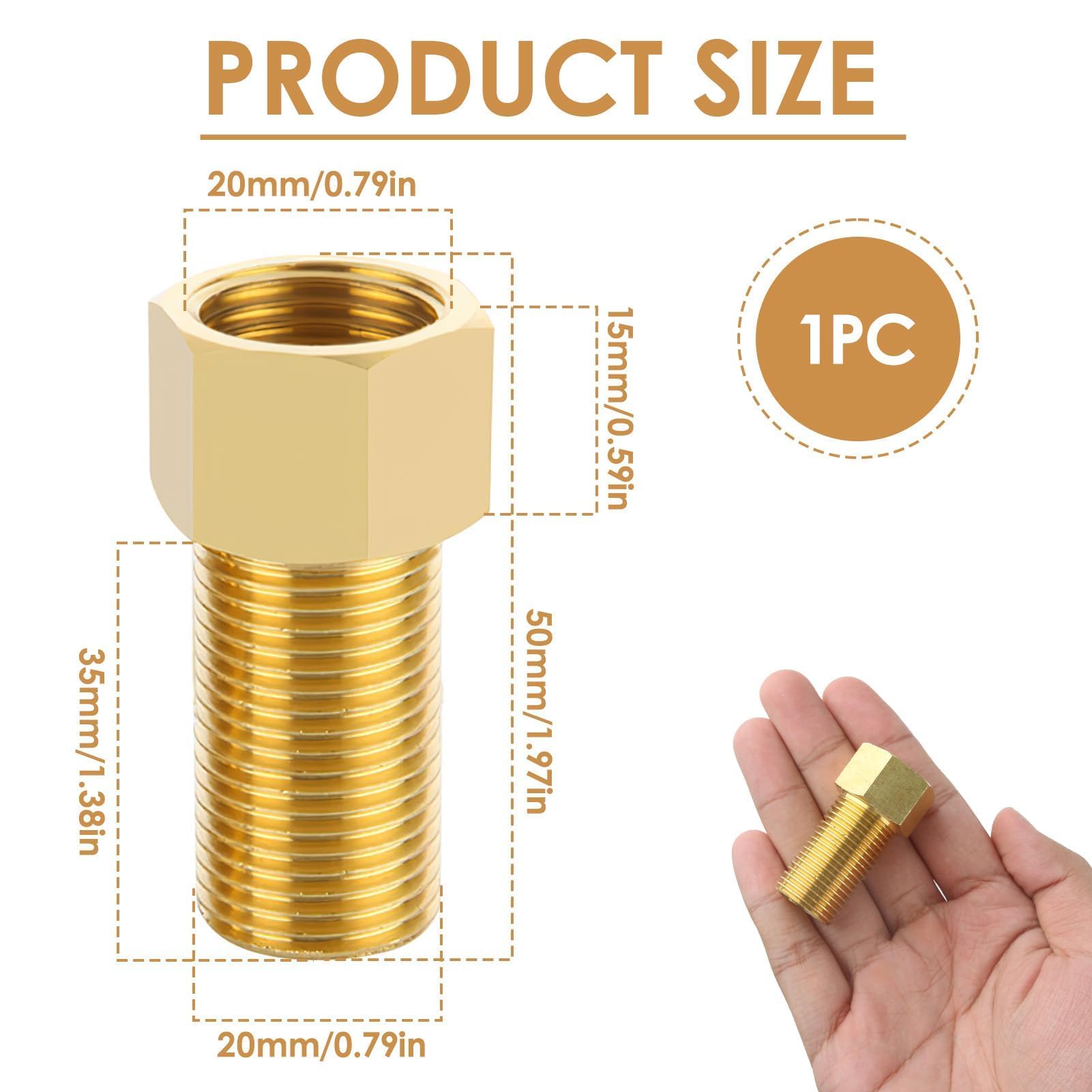 Adattatore Per Tubo In Ottone 1/2” Maschio – 1/2” Femmina – Raccordo Filettato Esagonale – Resistente Alla Corrosione