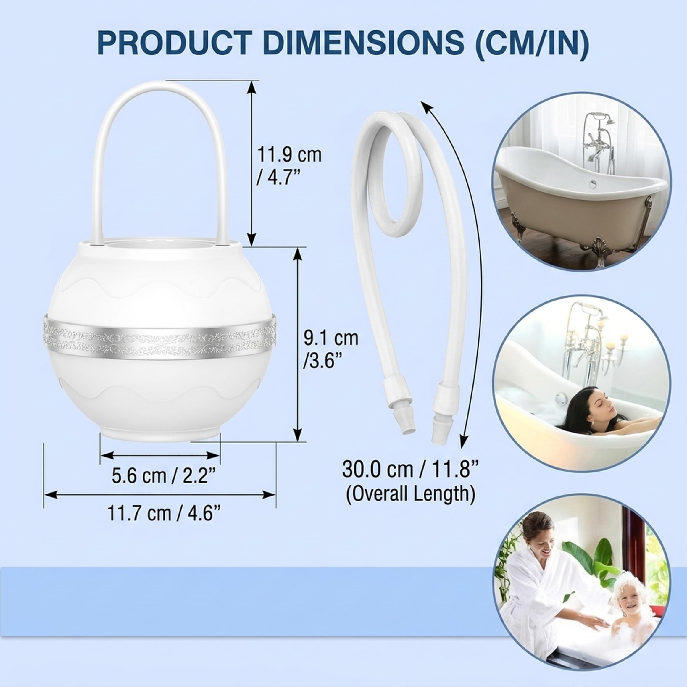 Filtro de agua para bañera - Sistema de filtración multietapa - Instalación flexible sin herramientas - Se adapta a la mayoría de grifos de bañera - Blanco