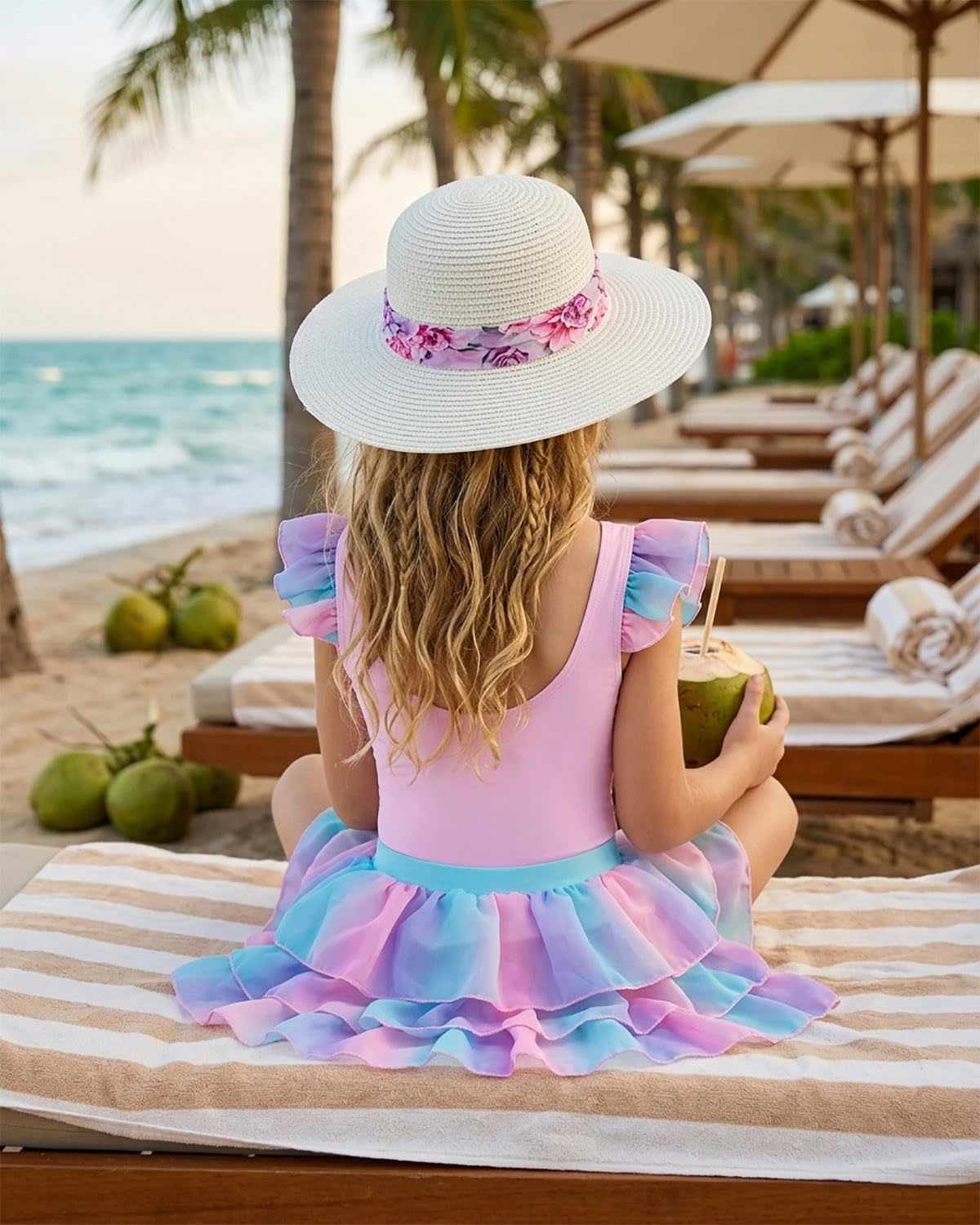 DivingBirds Costume da bagno da bambina da 4 a 8 anni