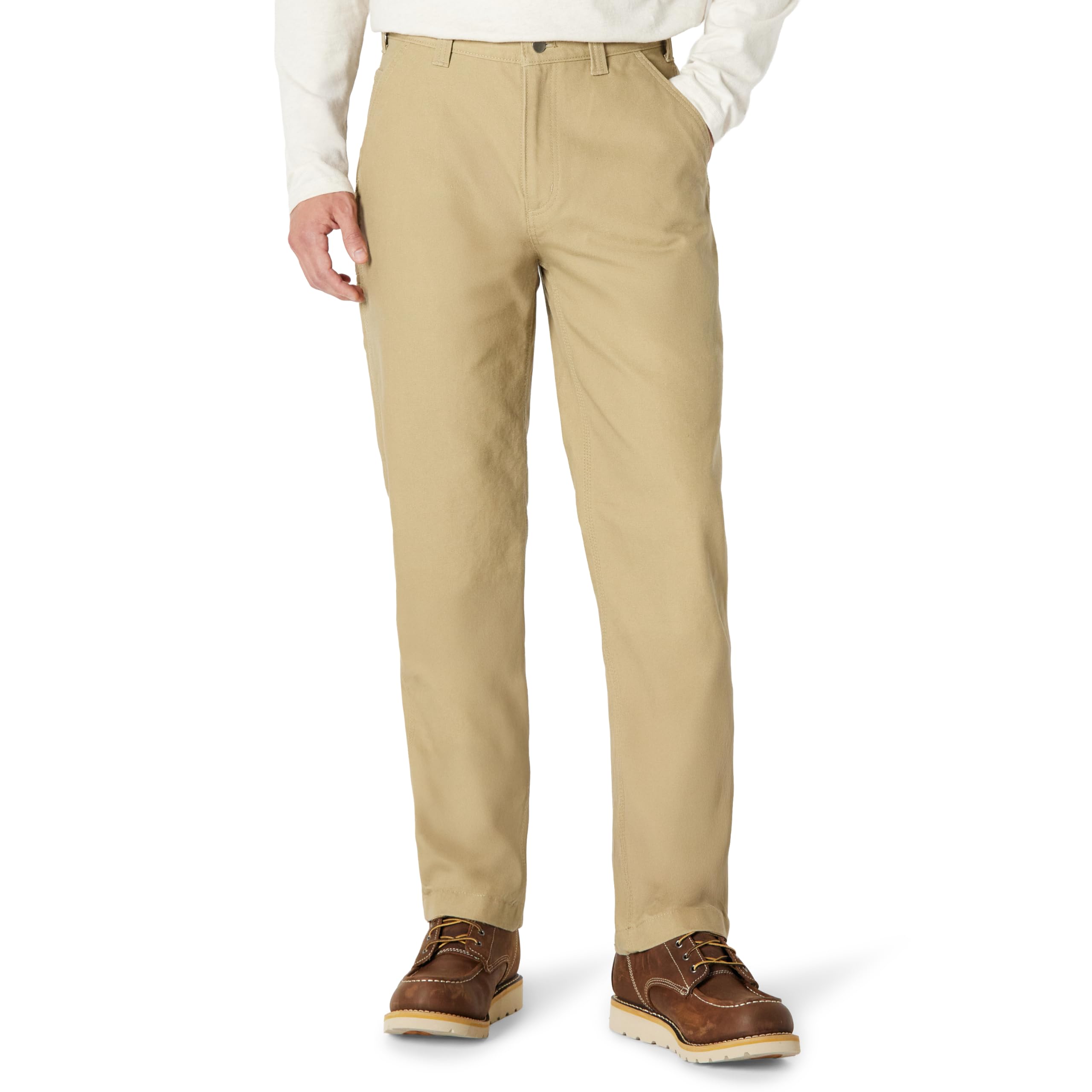 Amazon Basics Men's Relaxed Fit Duck Utility Workwear Trousers, Light Brown, 40W / 30L