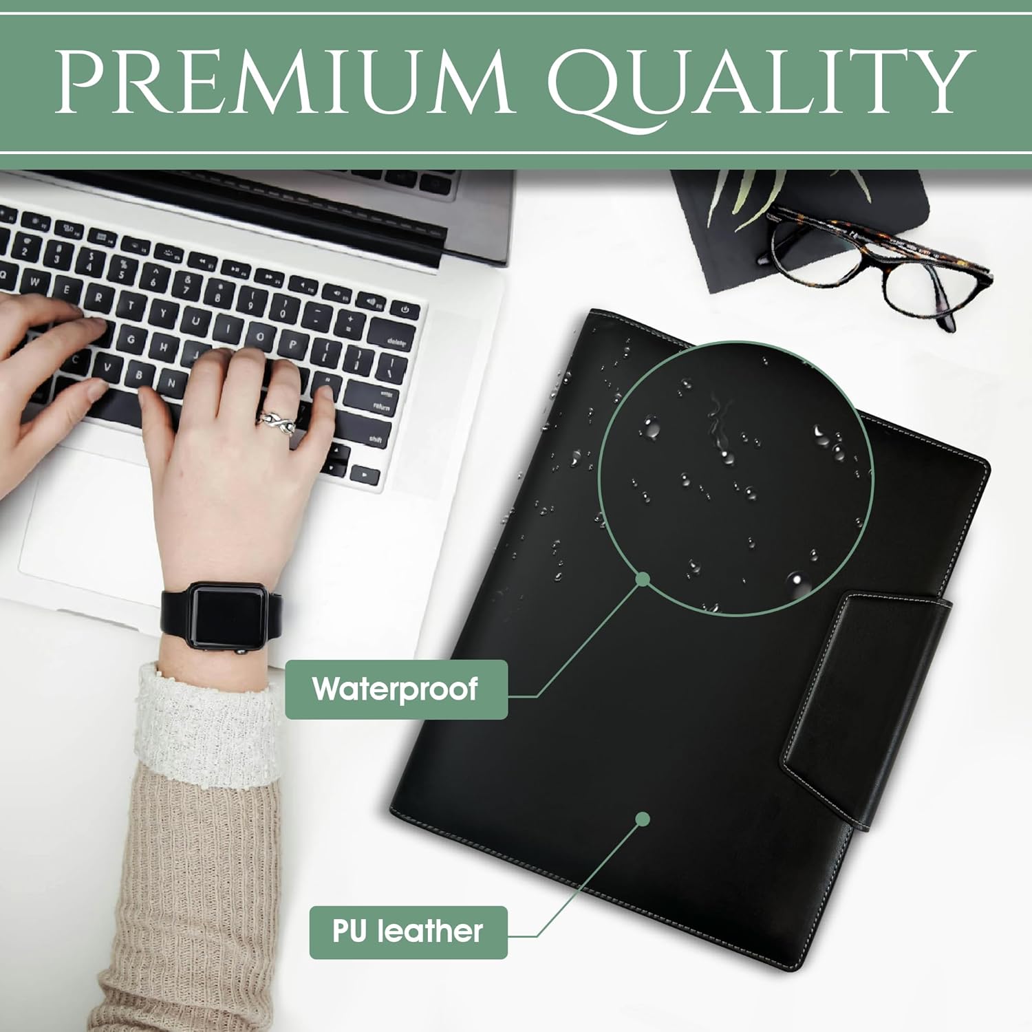 Padfolio for Women, Leather Padfolio, Documents Organizer, Includes Card Holder, Master Key or Photo Holder, Phone Holder and a Notepad Unique Design Resume Portfolio Folder, Portfolio Binder,